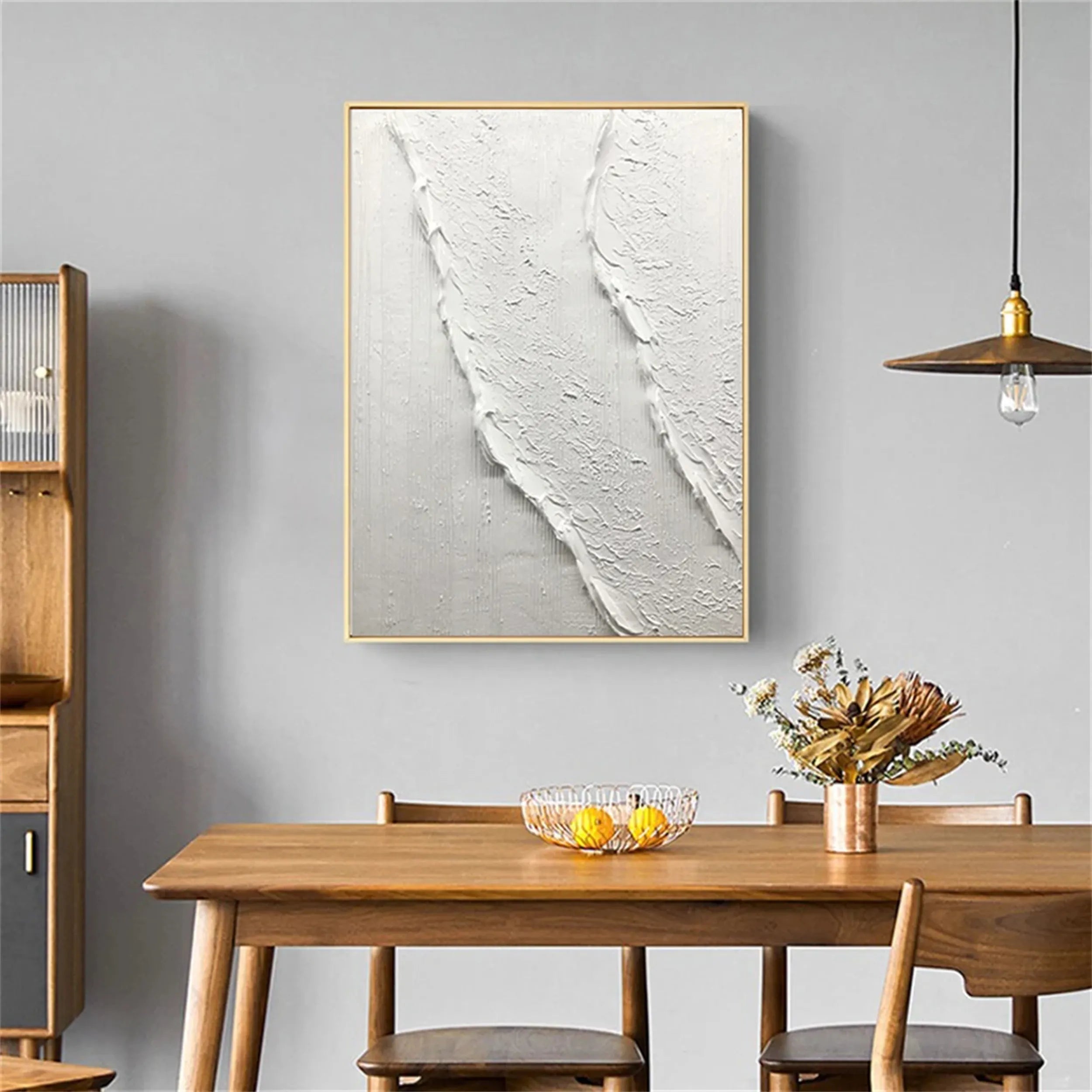 White Minimalist Textured Painting Canvas #MM179