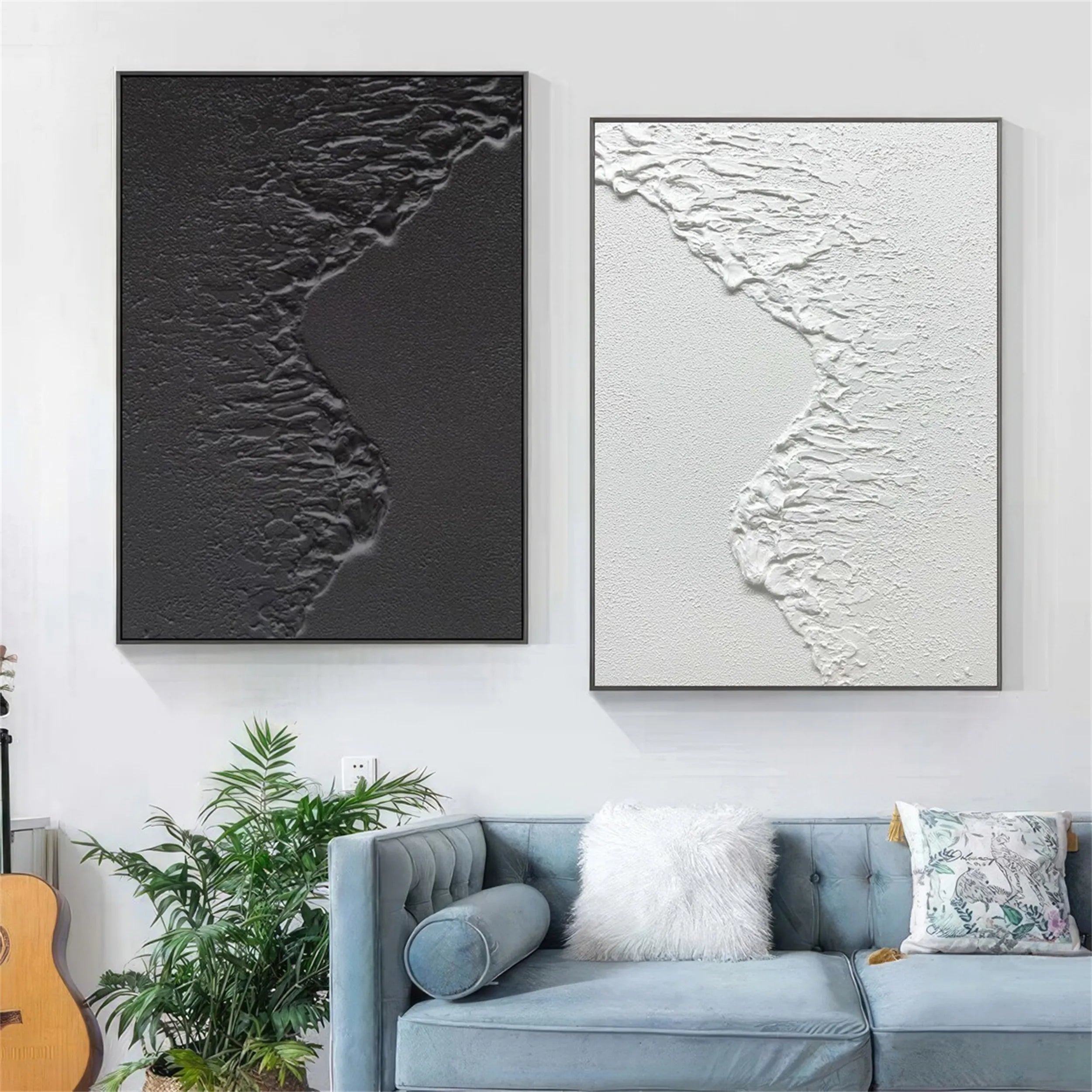 Ocean Waves Minimalist Textured Wall Art Set of 2 #MM182