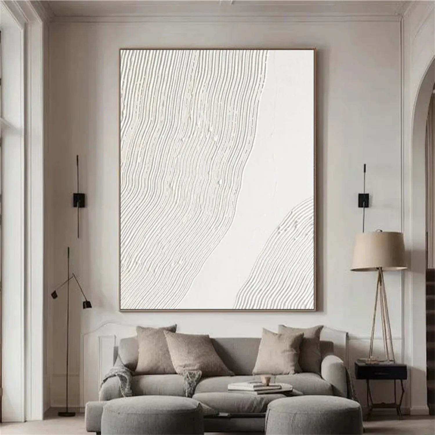 White Minimalist Textured Painting Canvas #MM274