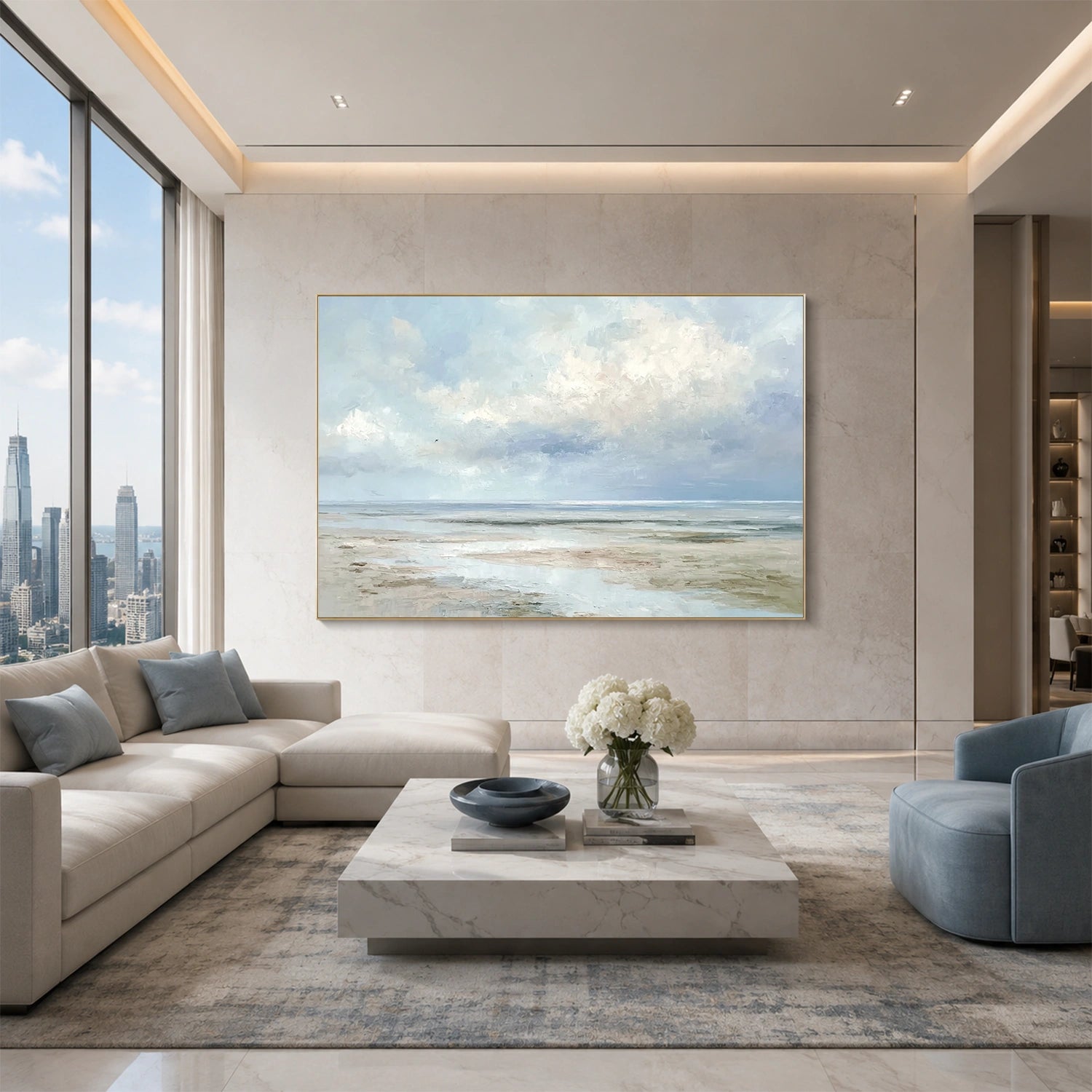 Ocean And Sky Abstract Texture Canvas Art #OS444