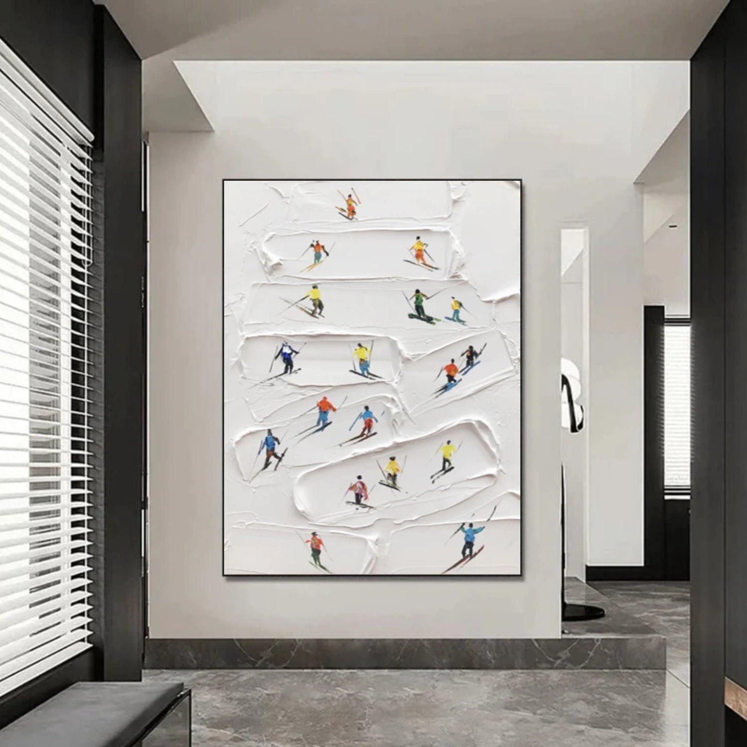 Skiing Sport Art Textured Painting Canvas # SA049