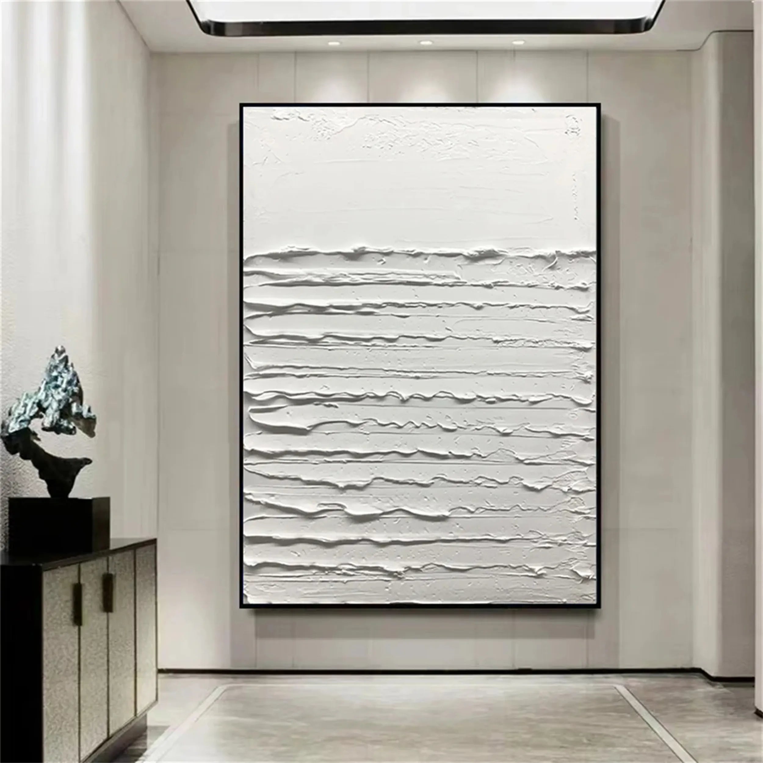 White Minimalist Textured Painting Canvas #MM177