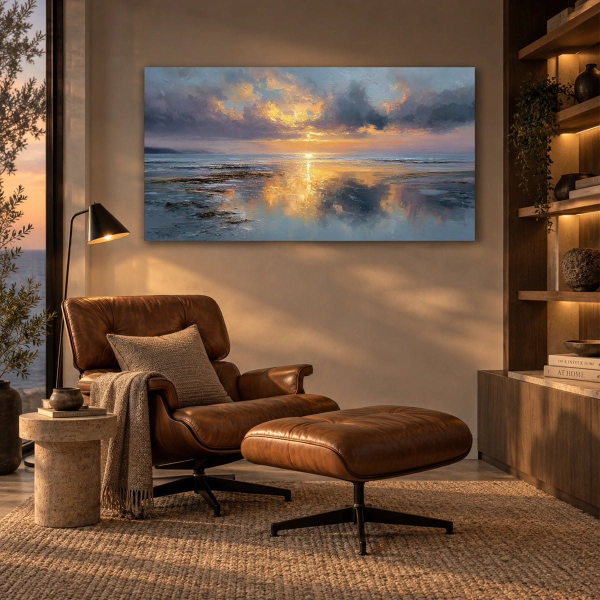 Ocean And Sky Abstract Canvas Art #OS476