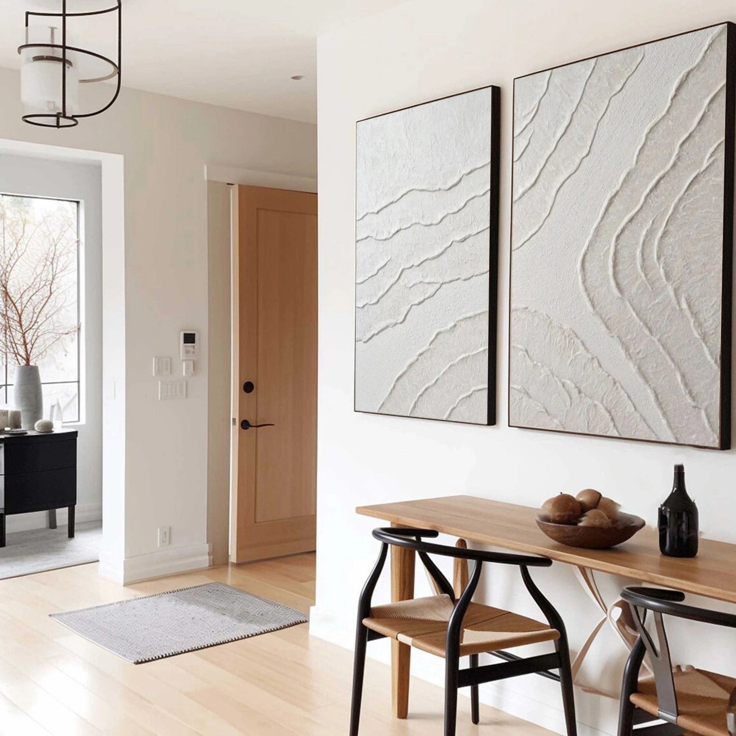 White Minimalist Textured Painting Canvas Set of 2 #MM305