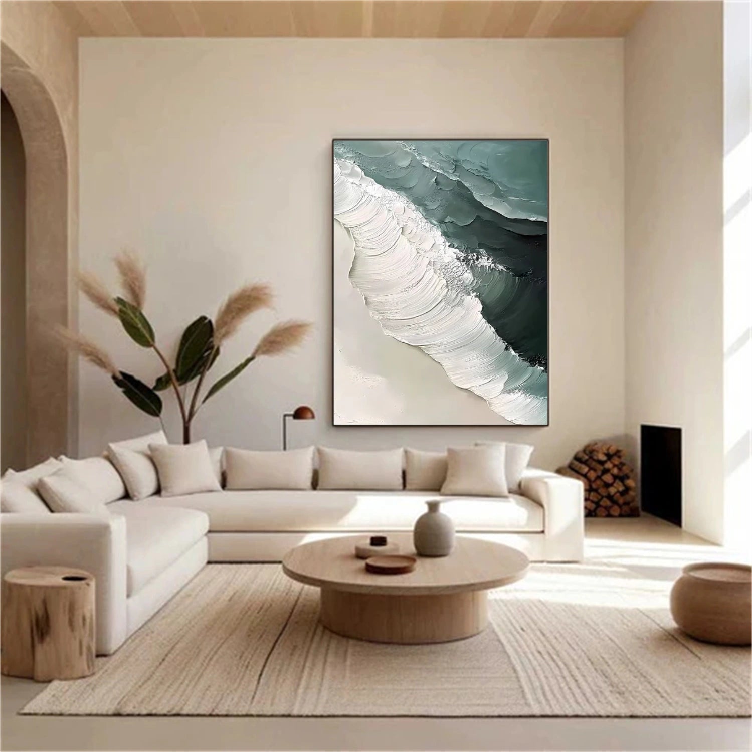 Ocean And Sky Abstract Textured Canvas Art #OS 303