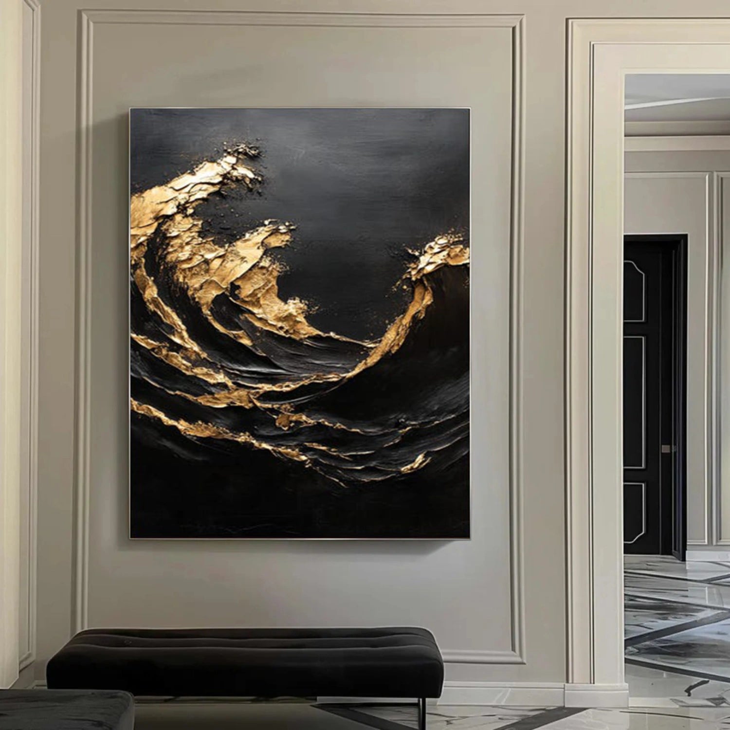 Ocean And Sky Abstract Textured Canvas Art #OS362