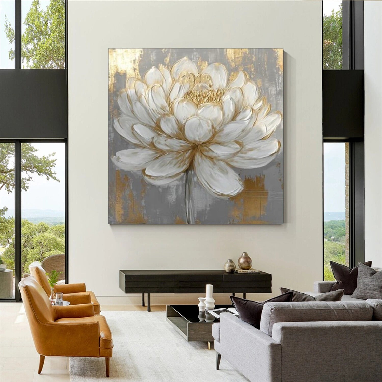Flower & Tree Abstract Texturte Canvas Art #FT 246