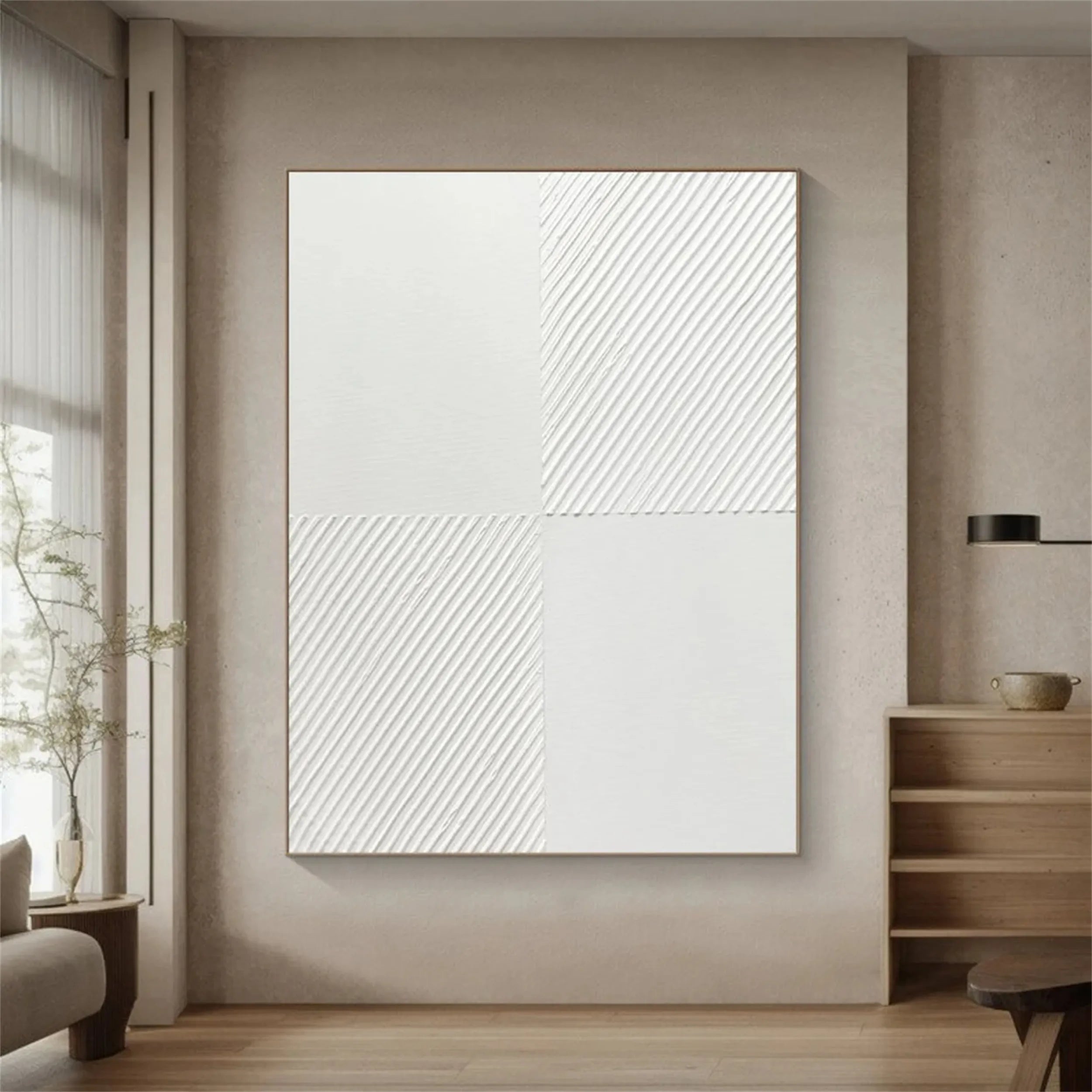 White Minimalist Textured Painting Canvas #MM201