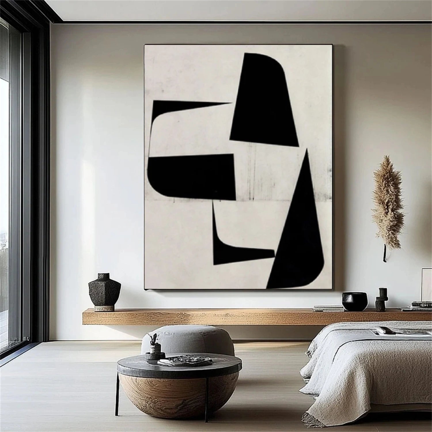 White and Black Minimalistic Canvas Art #MZ152