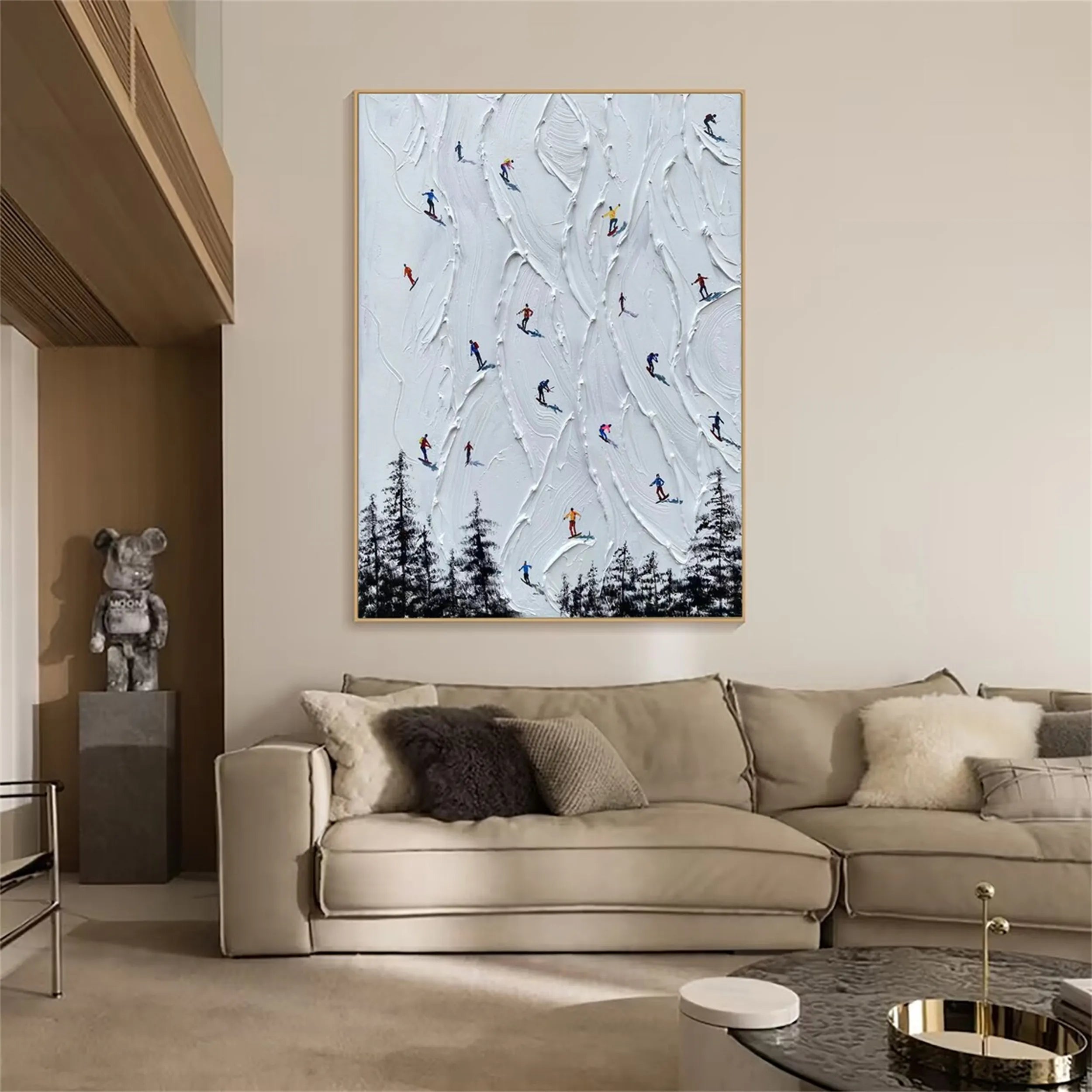 Skiing Sport Art Textured Painting Canvas #MM223