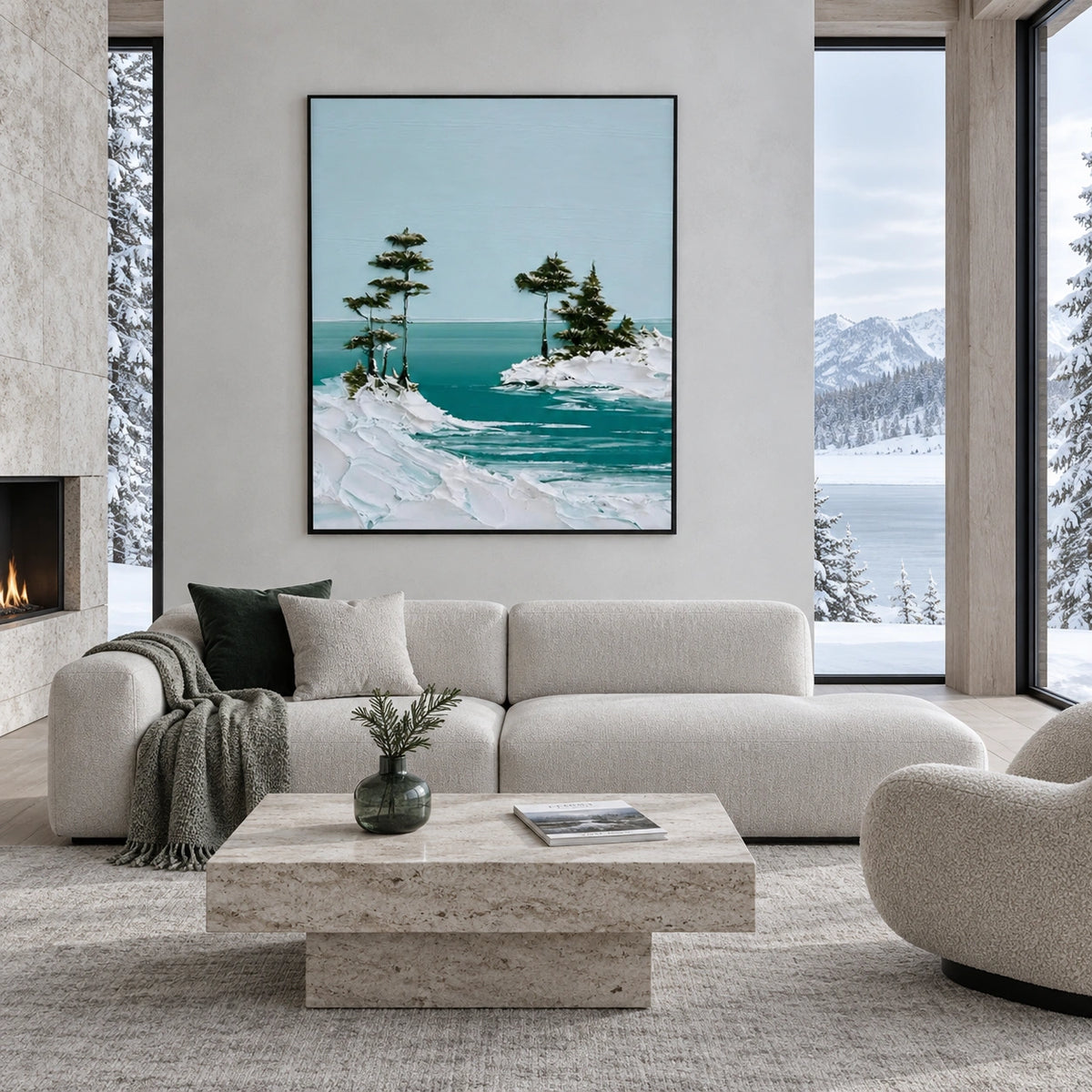 Ocean And Sky Abstract Canvas Art #OS471