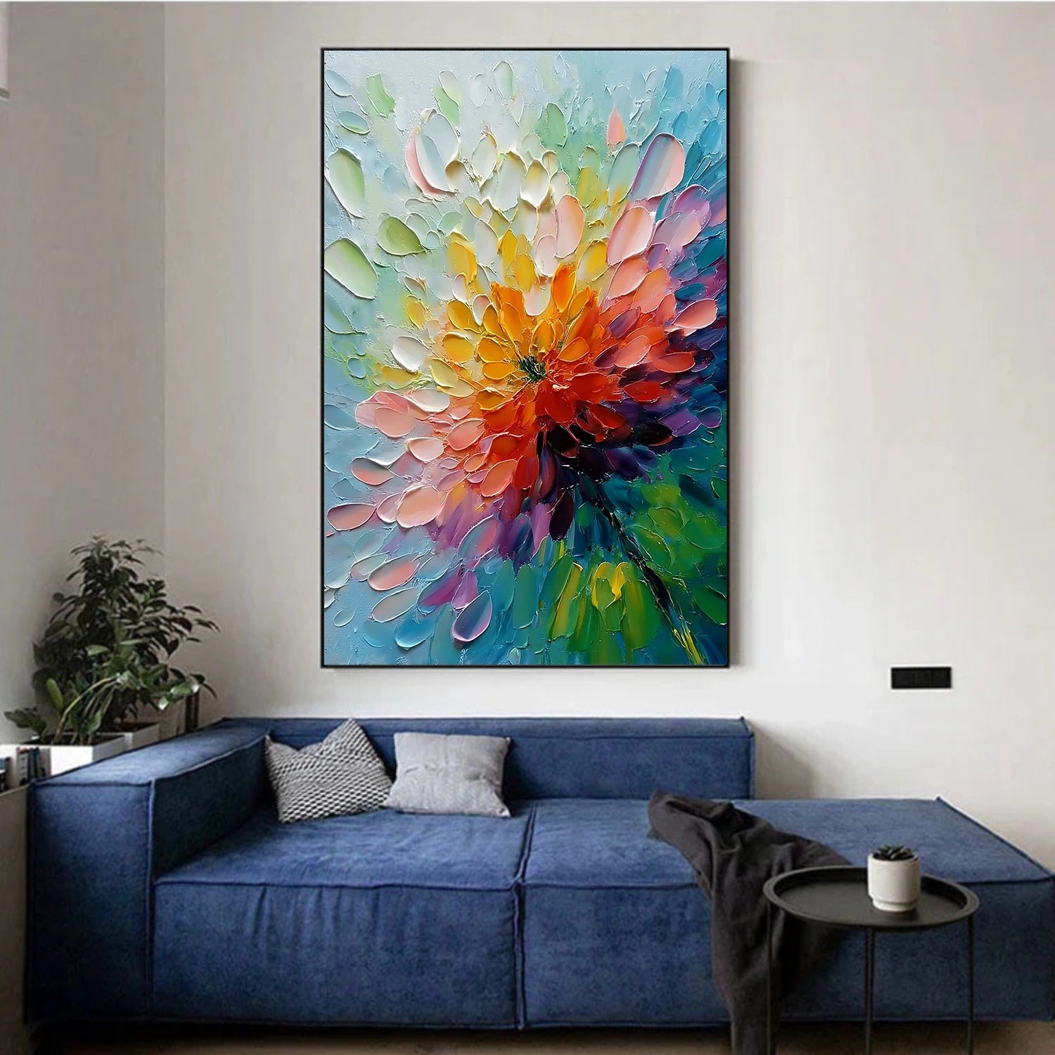 Colorful Flower & Tree Abstract Texture Canvas Art #FT 279