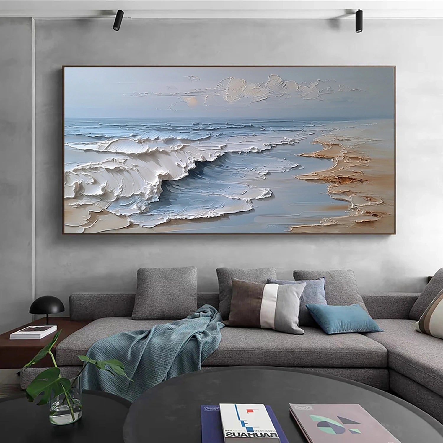 Ocean And Sky Abstract Texture Canvas Art #OS410