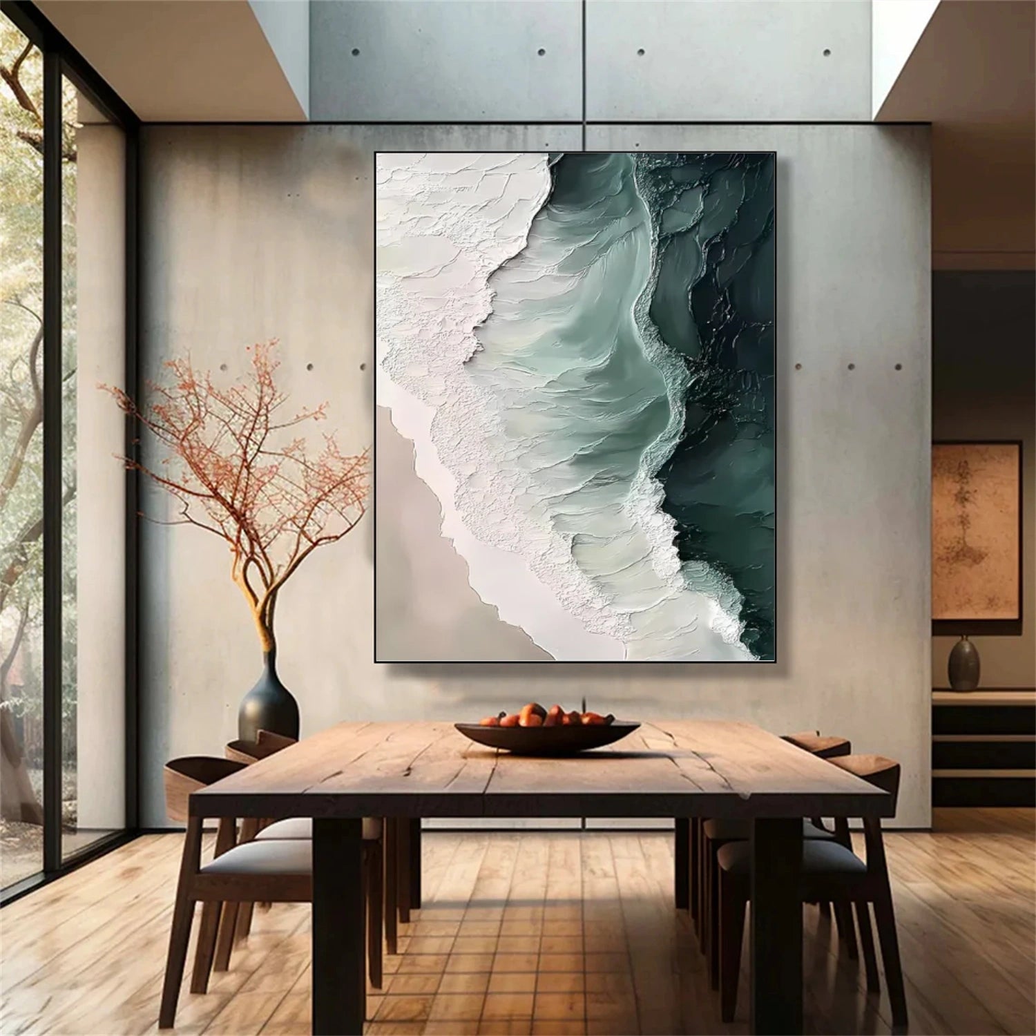 Ocean And Sky Abstract Textured Canvas Art #OS 300