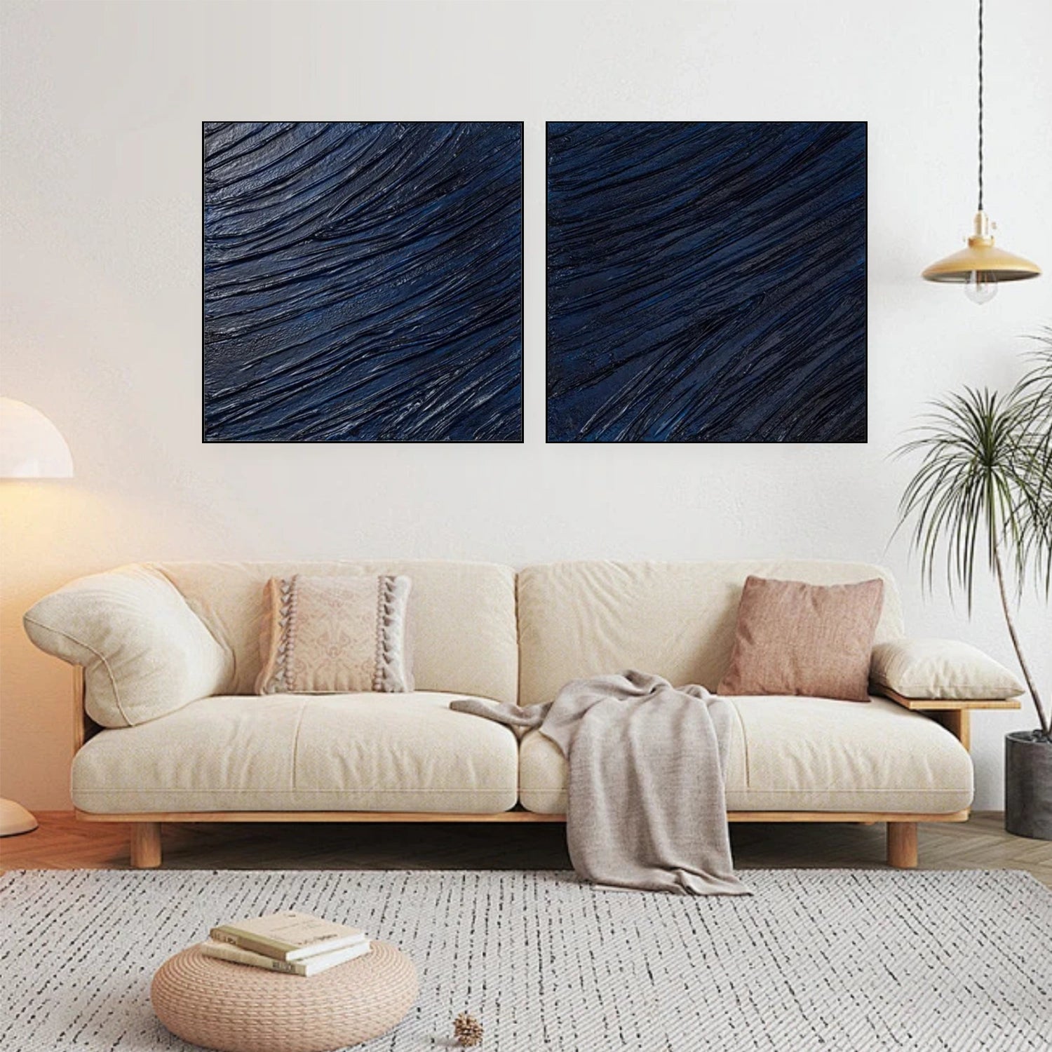 Blue Wabi Sabi Texture Square Set of 2 Wall Art #WS324