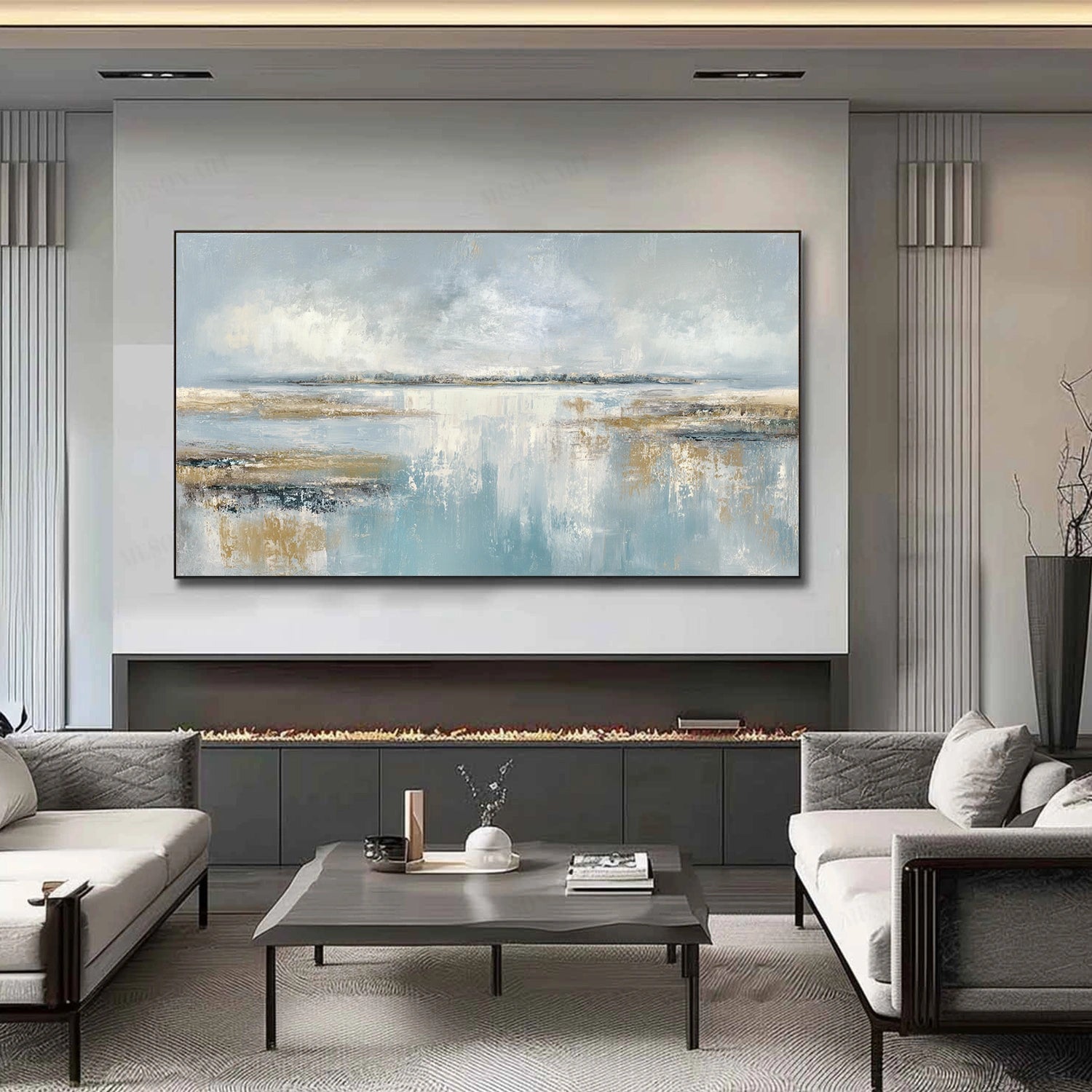 Blue & Green Abstract Wall Art #BG135