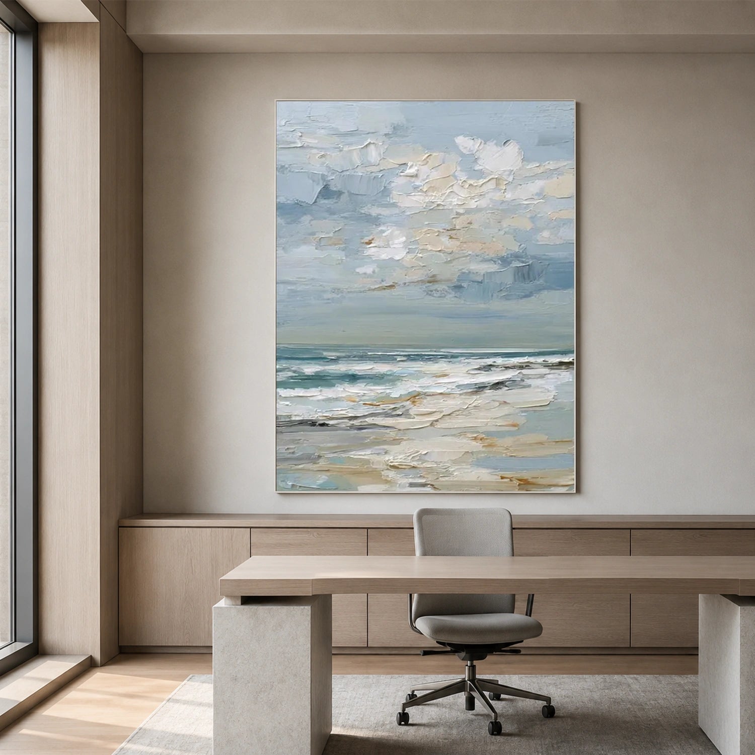 Ocean And Sky Abstract Canvas Art #OS470