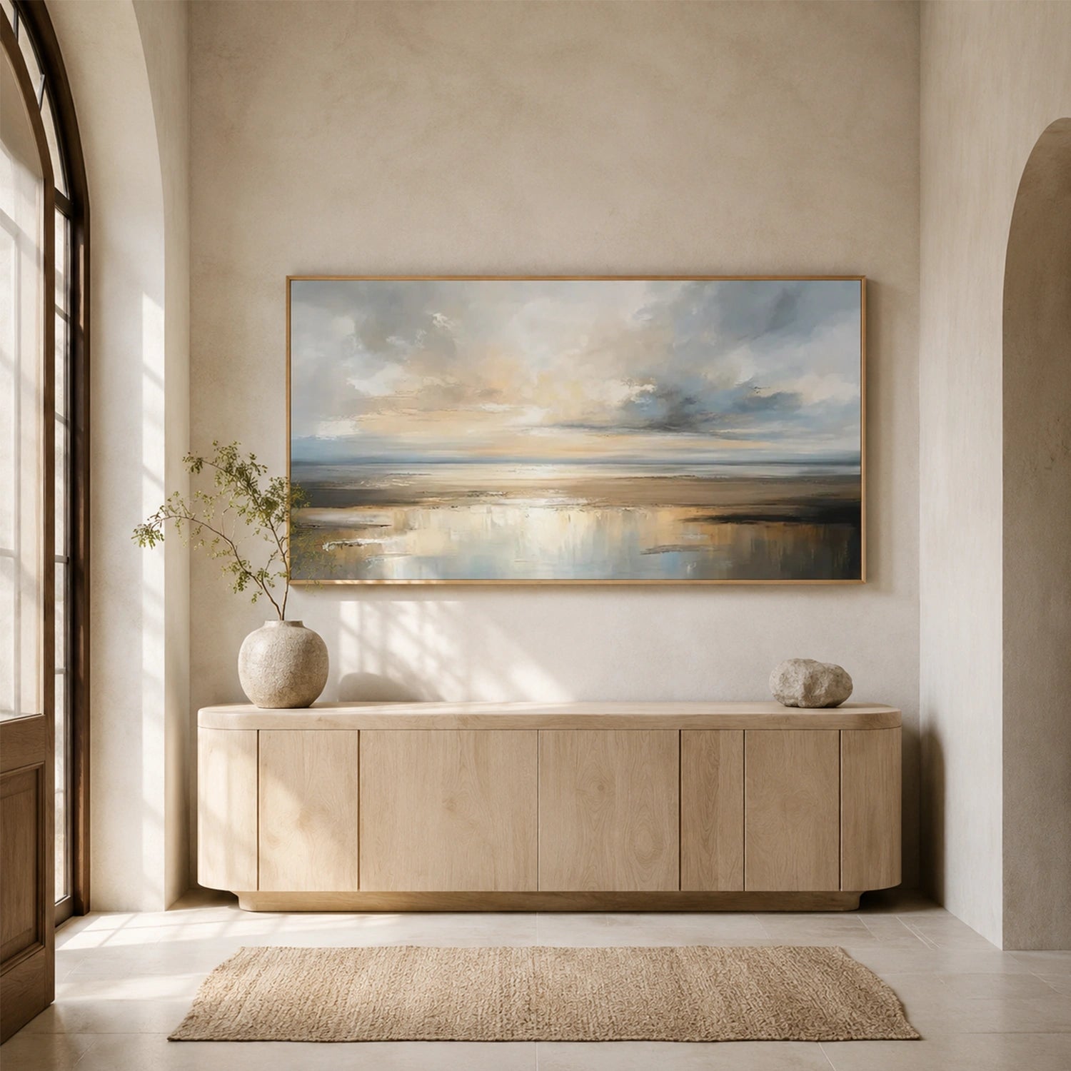 Ocean And Sky Abstract Canvas Art #OS466