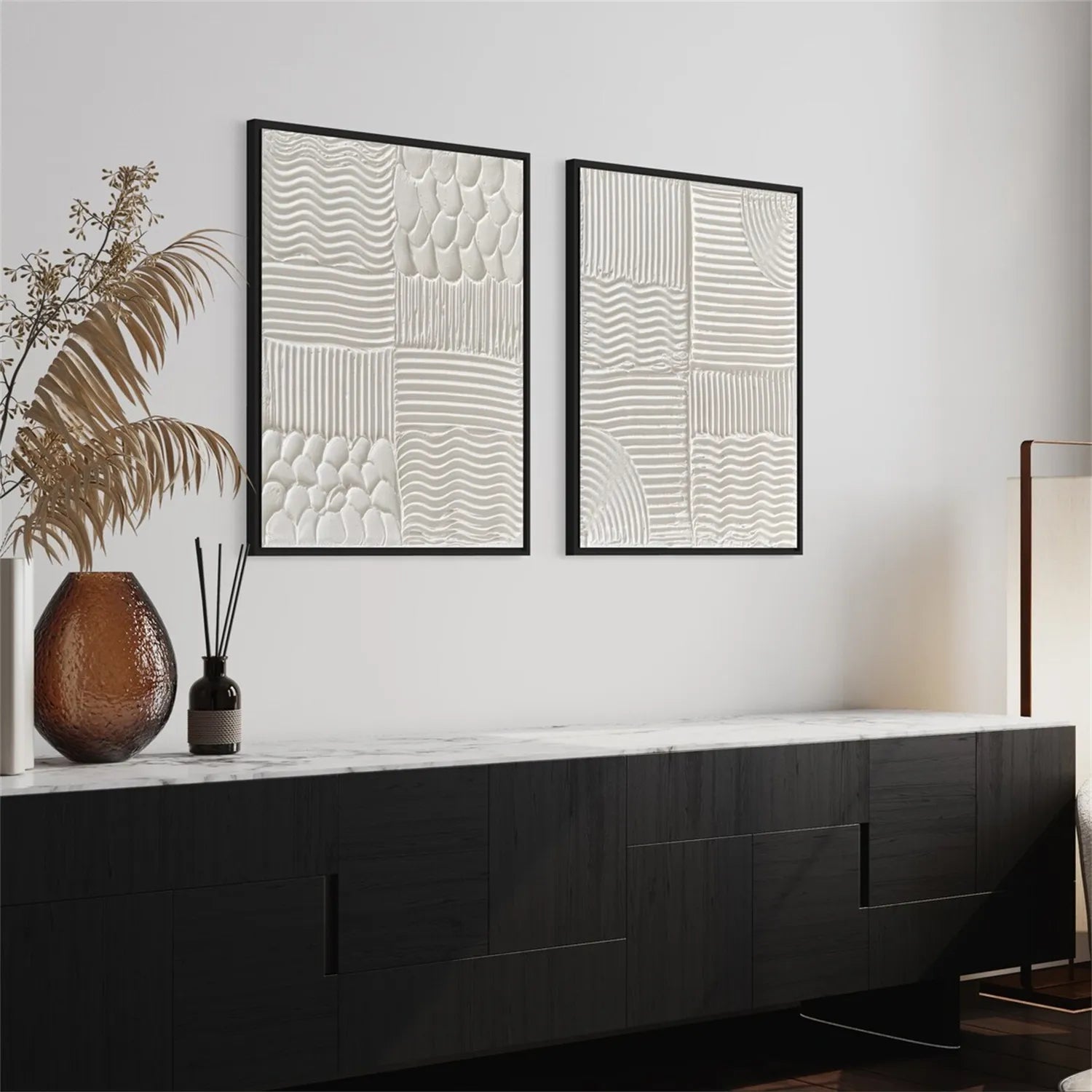 Plaster Art Minimalist Textured Paintings Set of 2 #MM278