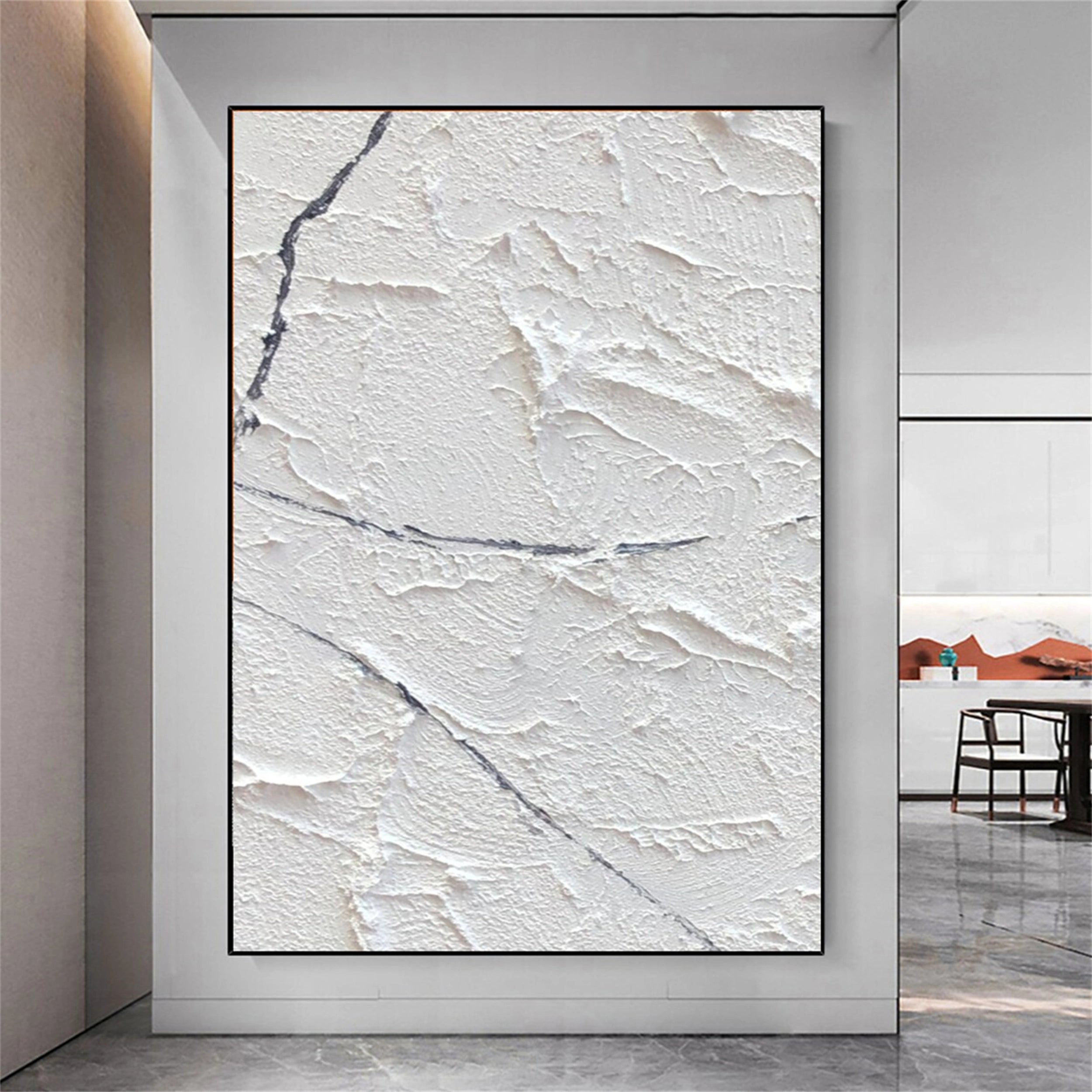 White Minimalist Textured Painting Canvas #MM142