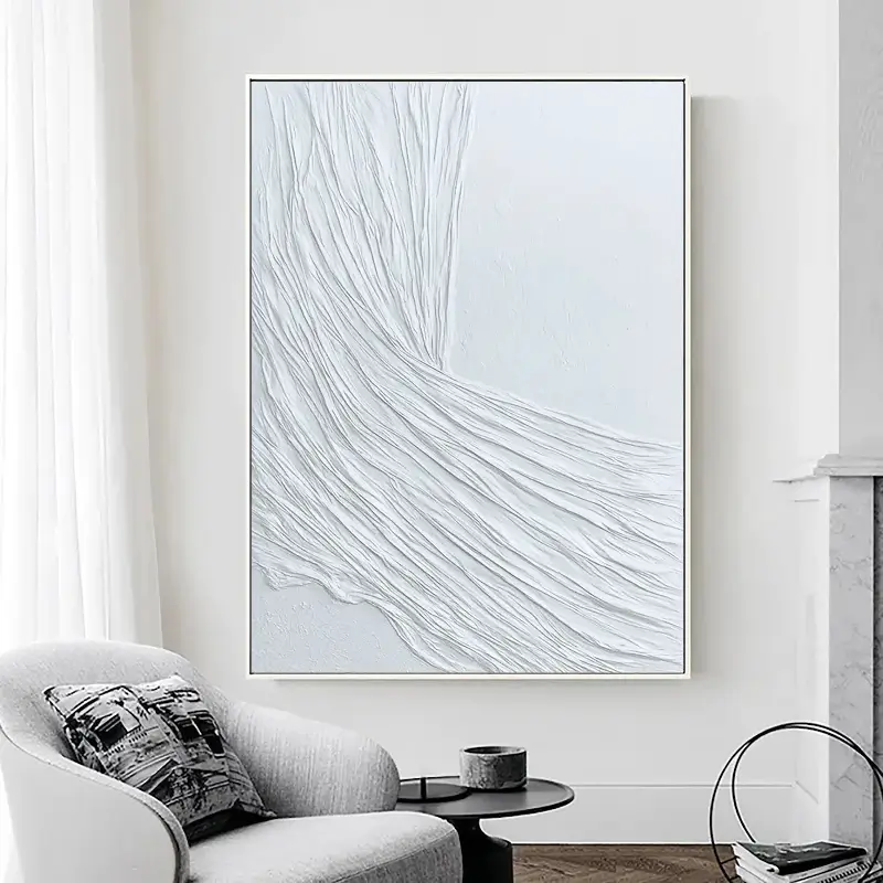 White Minimalist Textured Painting Canvas #MM020