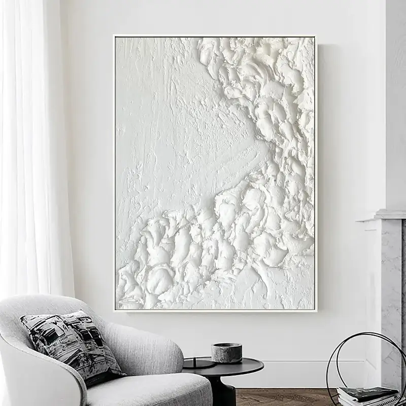 White Minimalist Textured Painting Canvas #MM022