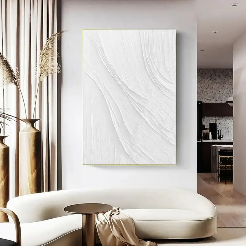 White Minimalist Textured Painting Canvas #MM041