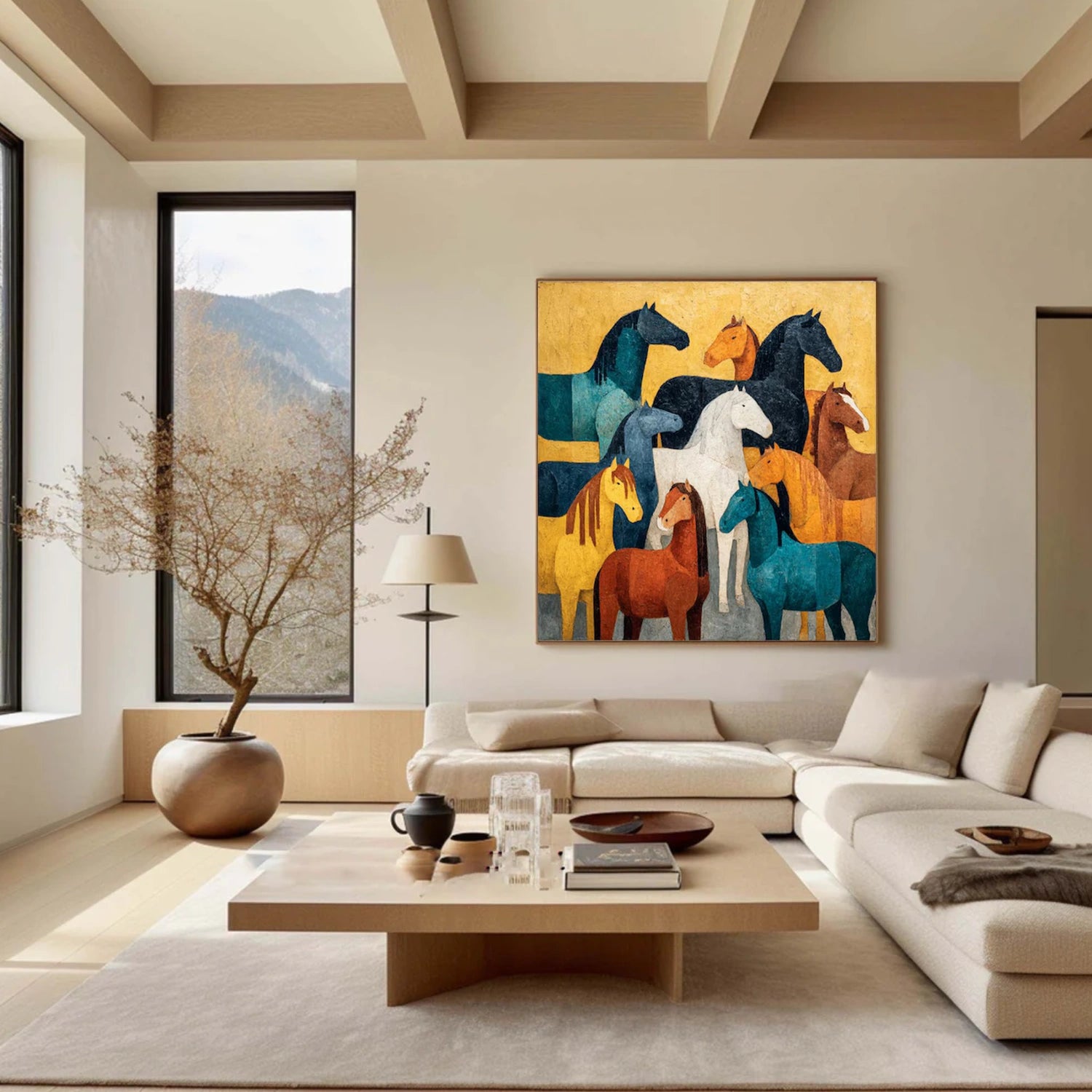 Colorful Abstract Animal Horse Canvas Art #AP196