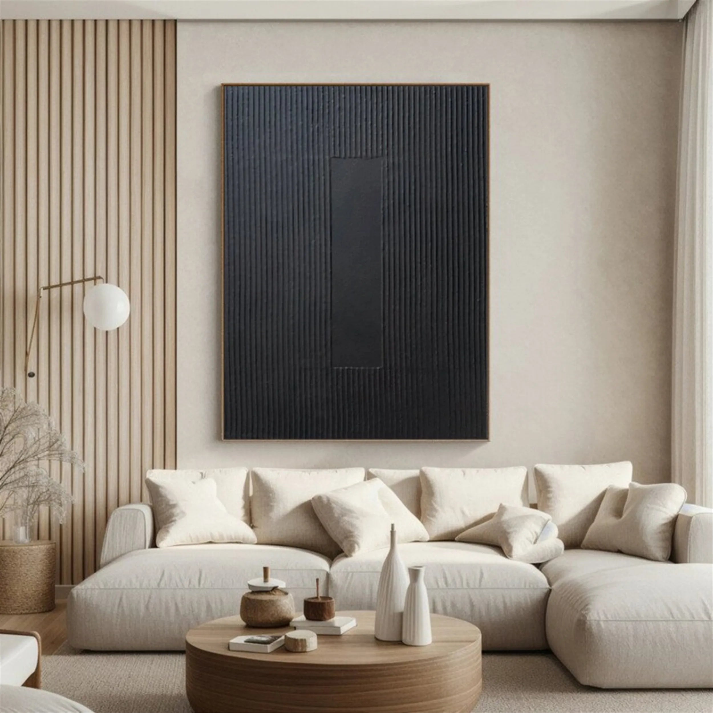 Black Minimalist Textured Painting Canvas #MZ086