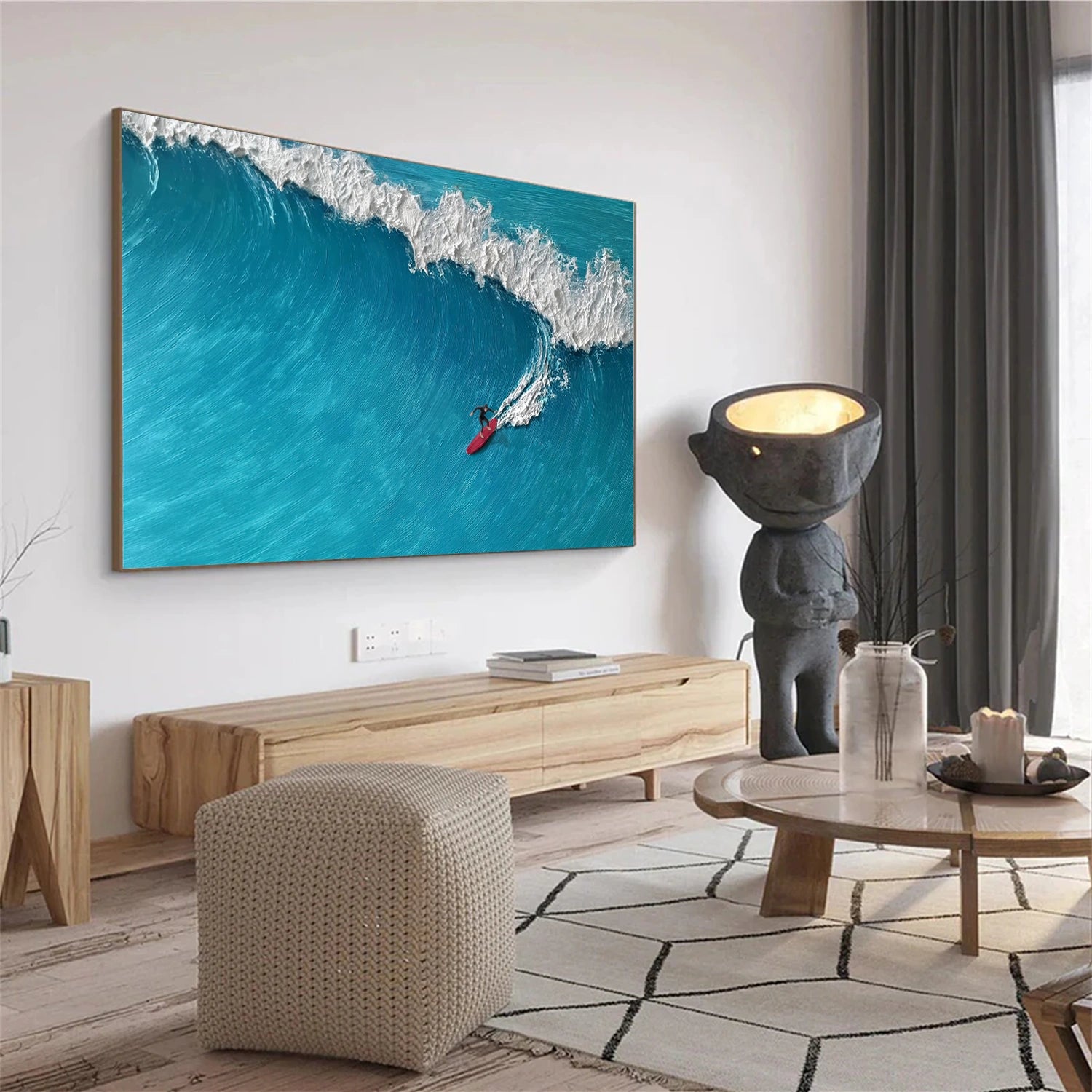 Surfing Sport Texture Canvas Painting #SA018