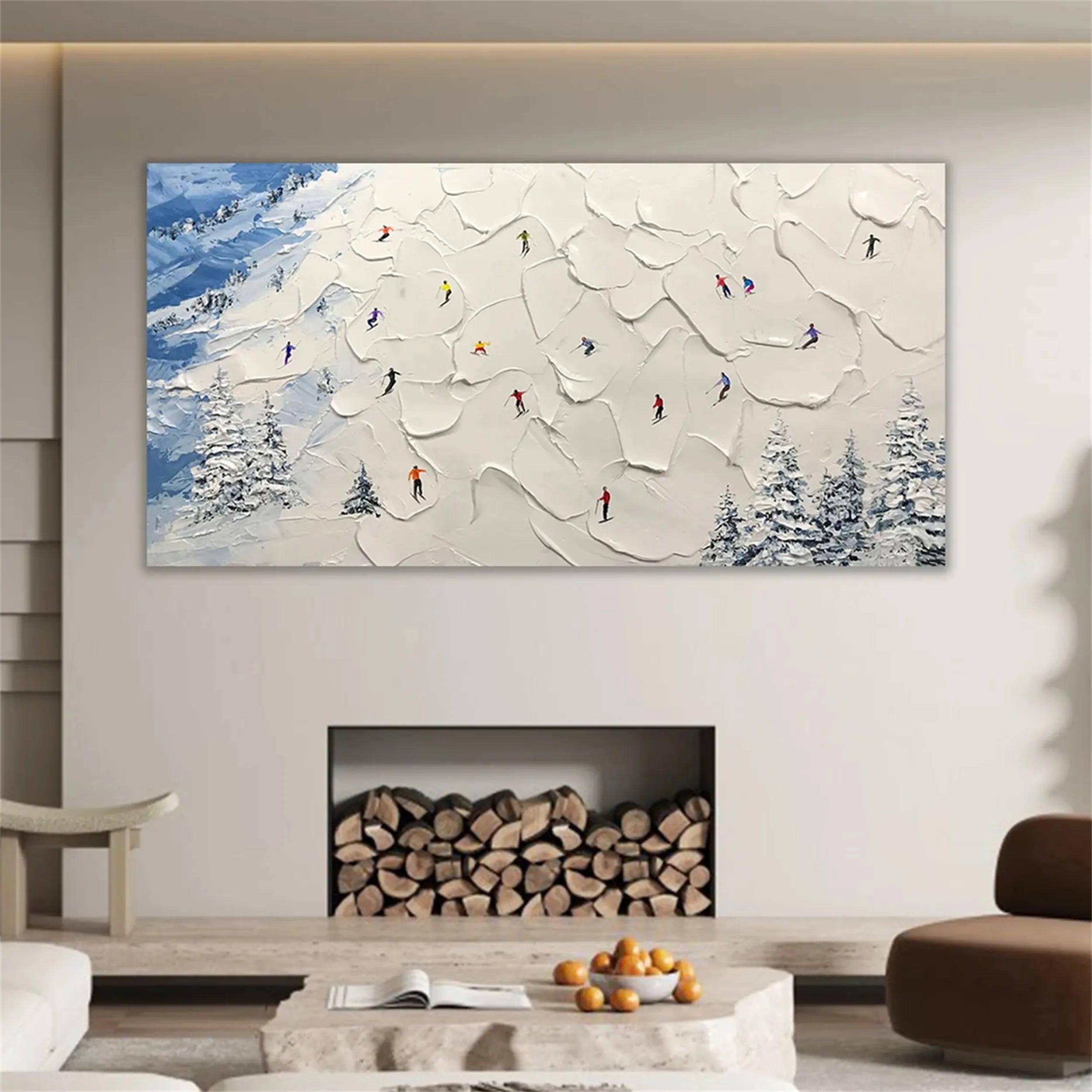 Skiing Sport Art Textured Painting Canvas #MM214