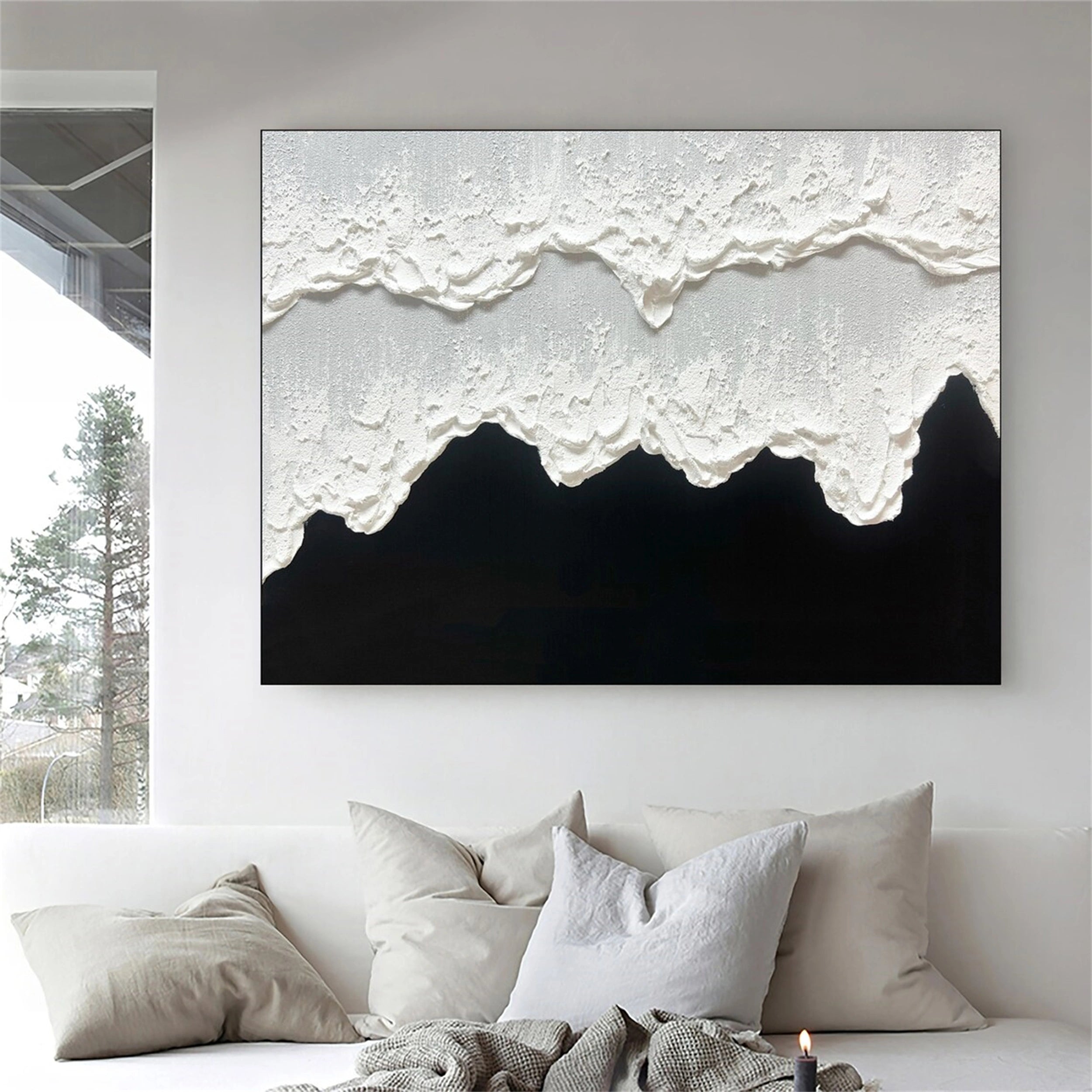 Black White Textured Minimalist Wall Art #MZ061