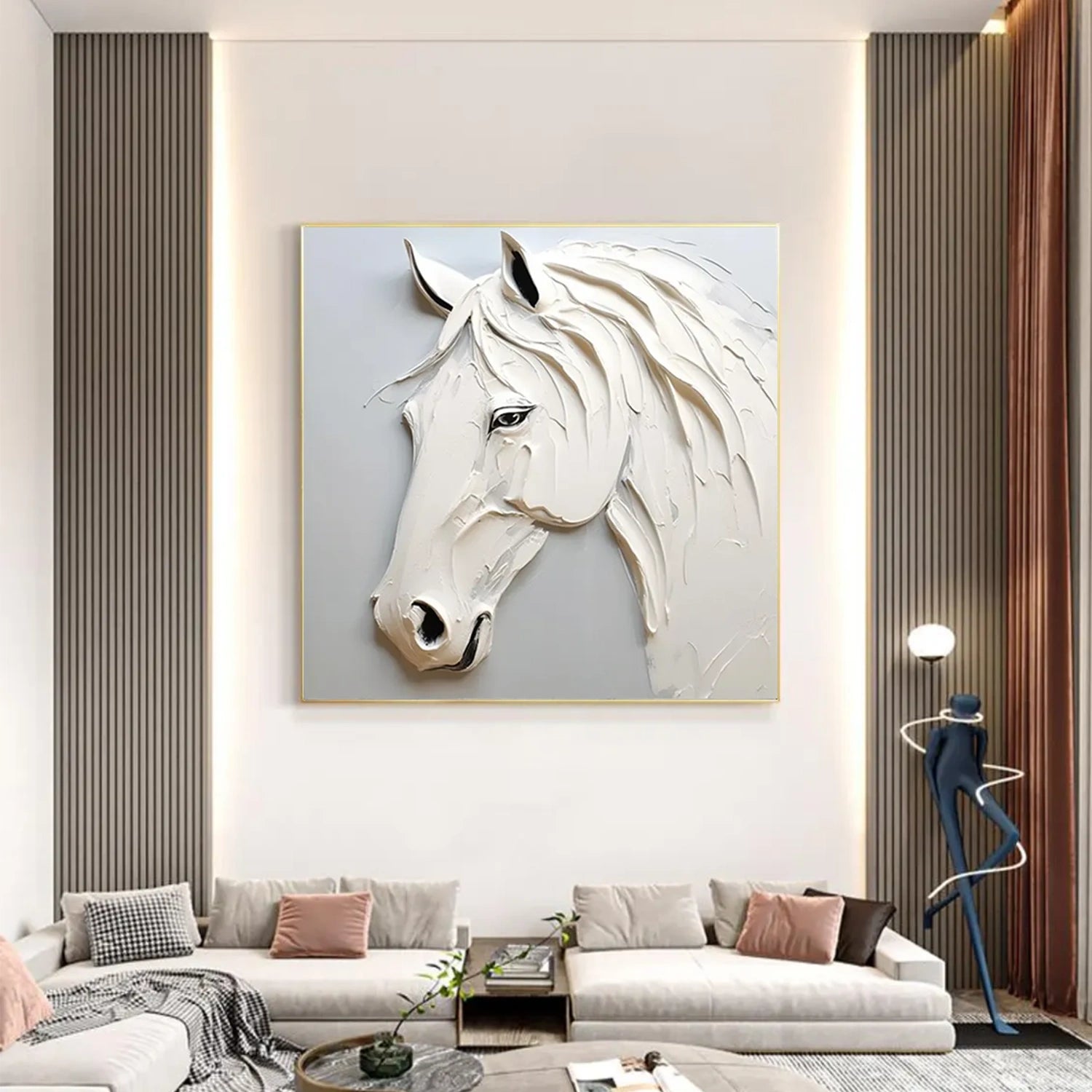 Abstract Animal Horse Textured Canvas Art #AP173