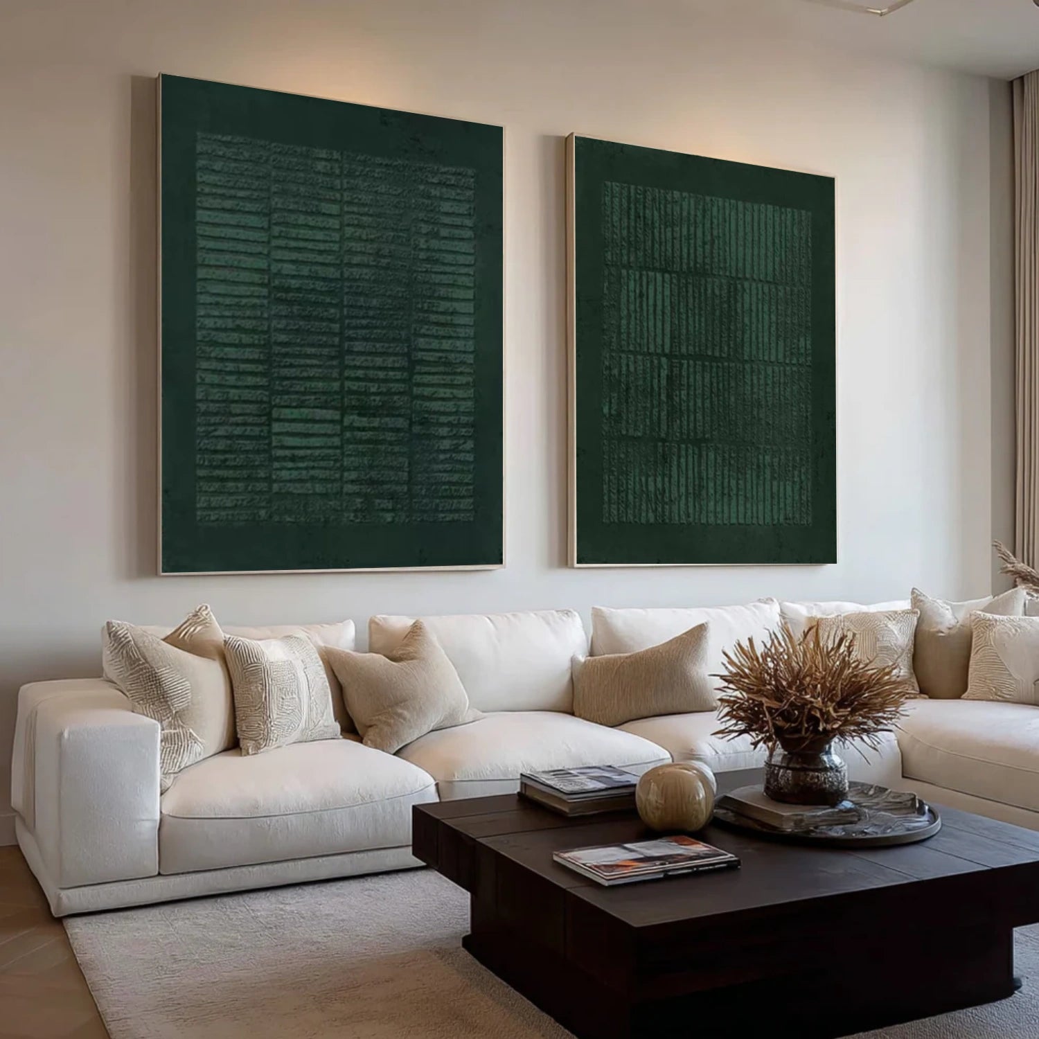 Green Minimalist Textured Wall Art Set of 2 #MM351