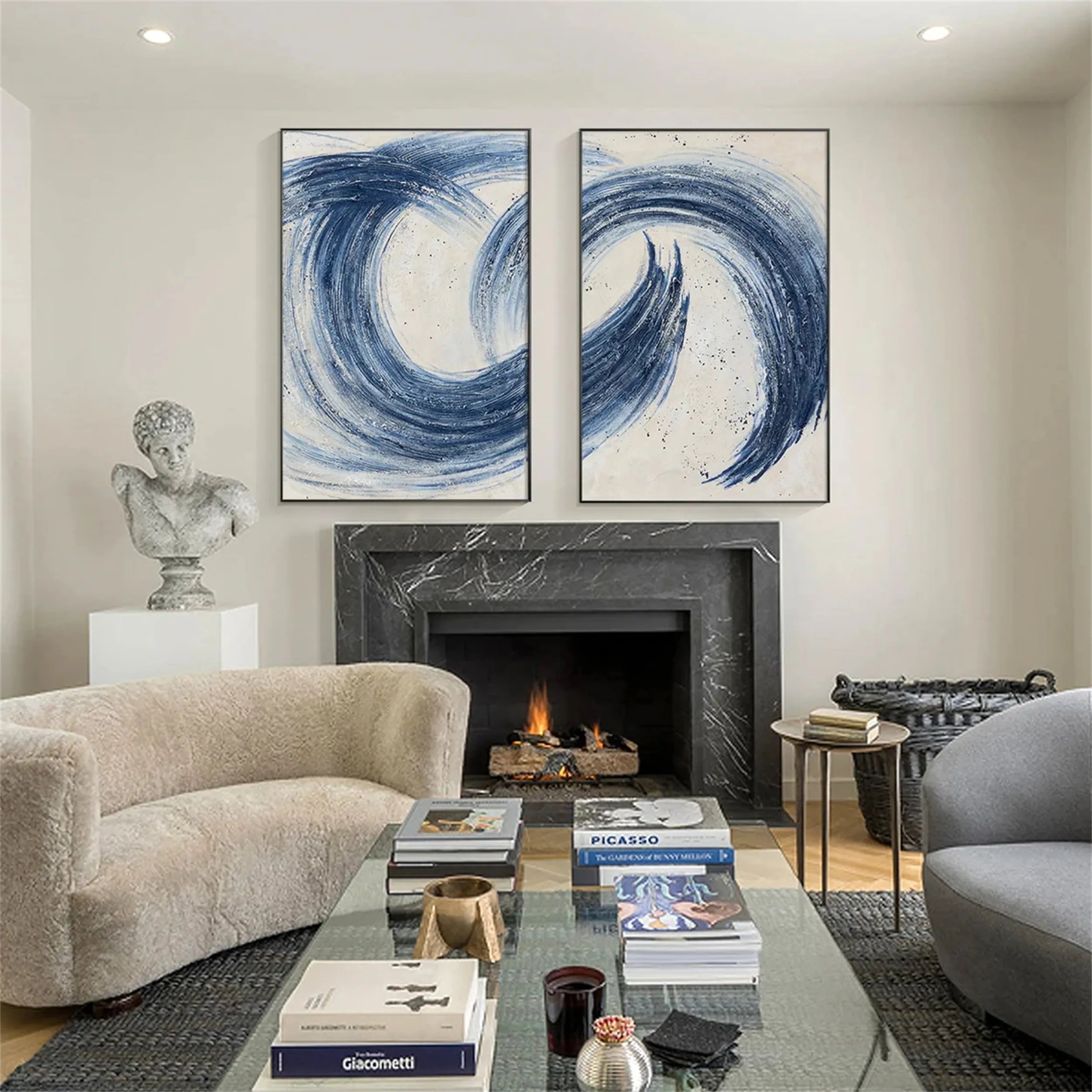 Blue & Green Abstract Set of 2#BG020