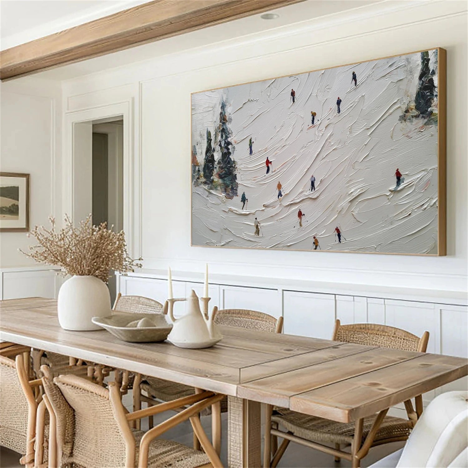 Skiing Sport Art Textured Painting Canvas # SA066