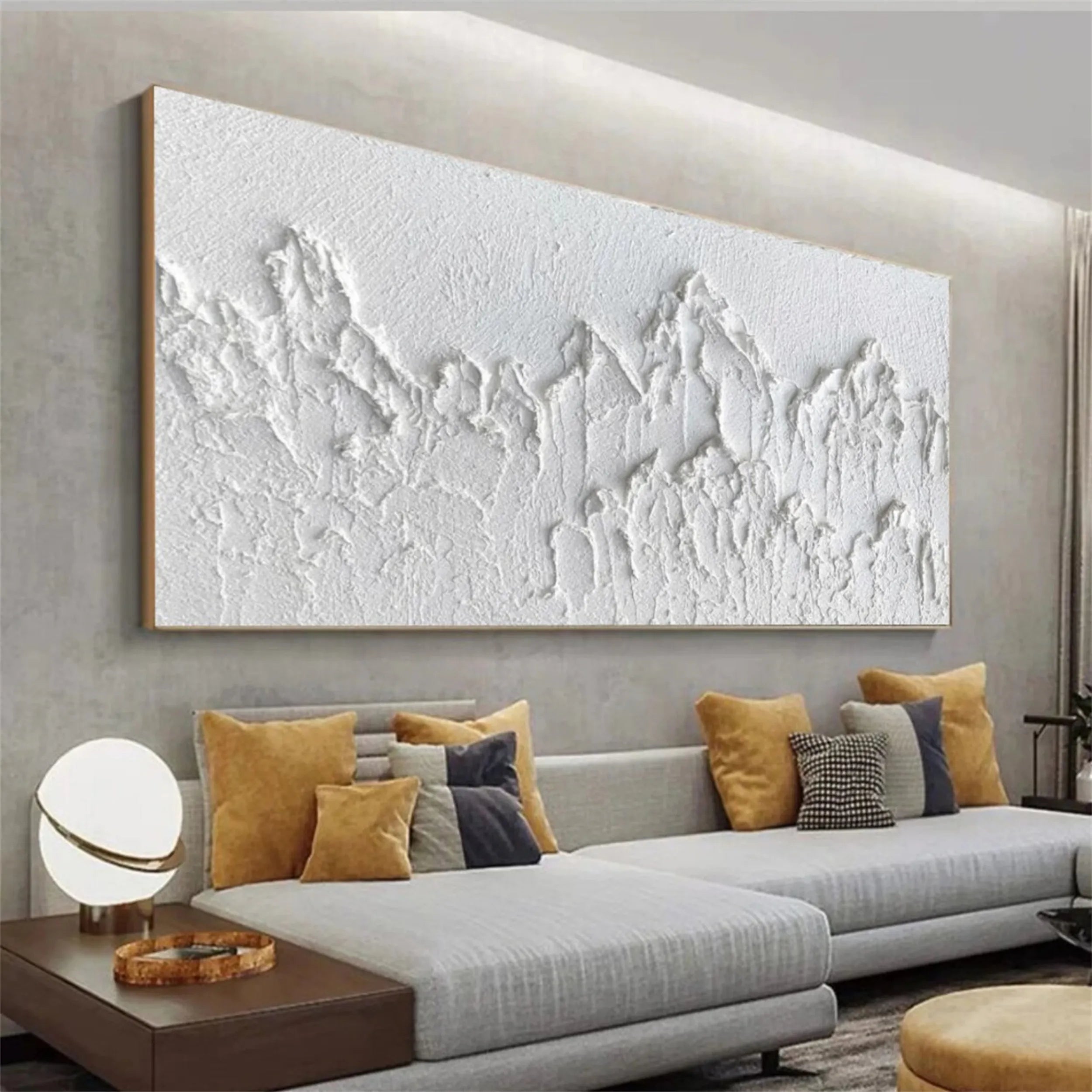 White Minimalist Textured Painting Canvas #MM195