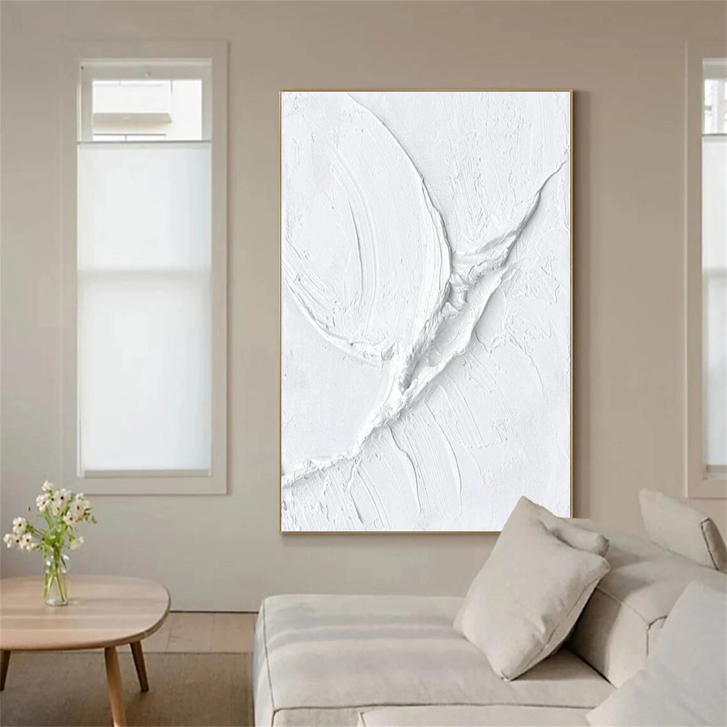 White Minimalist Textured Painting Canvas #MM161