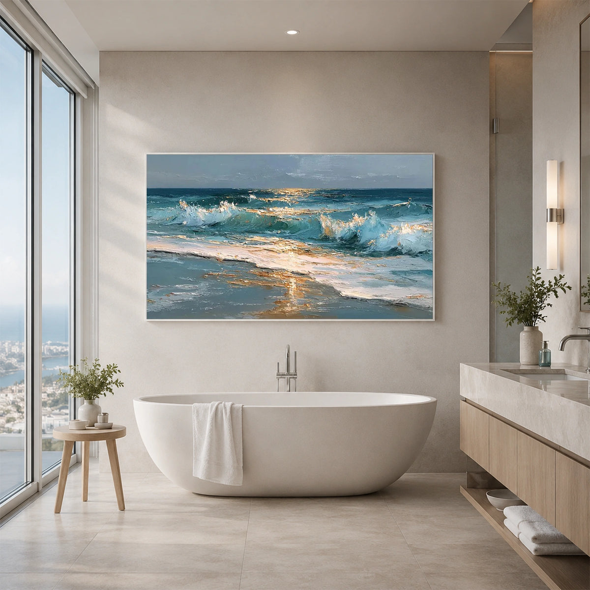 Ocean And Sky Abstract Texture Canvas Art #OS485