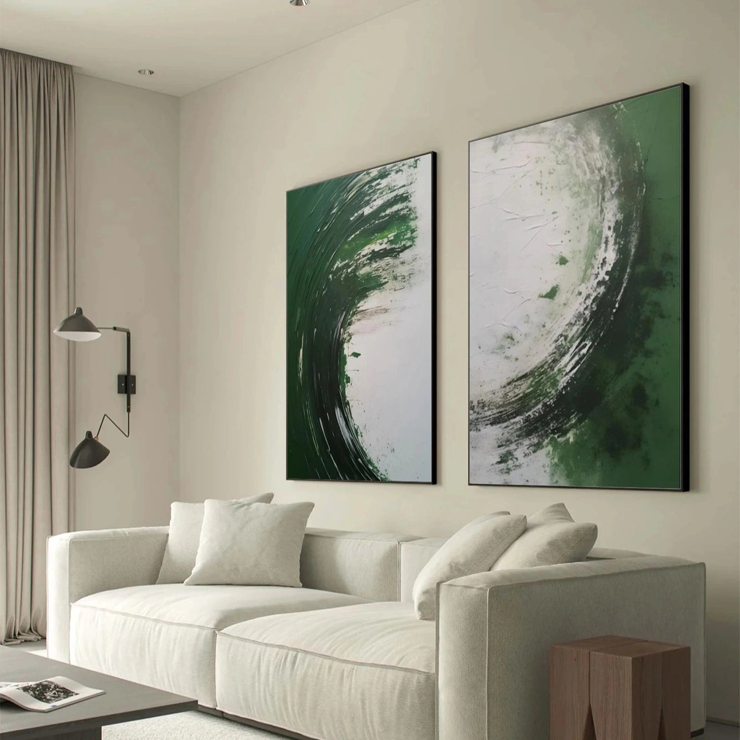 Green Abstract Wall Art Set of 2 # AB644