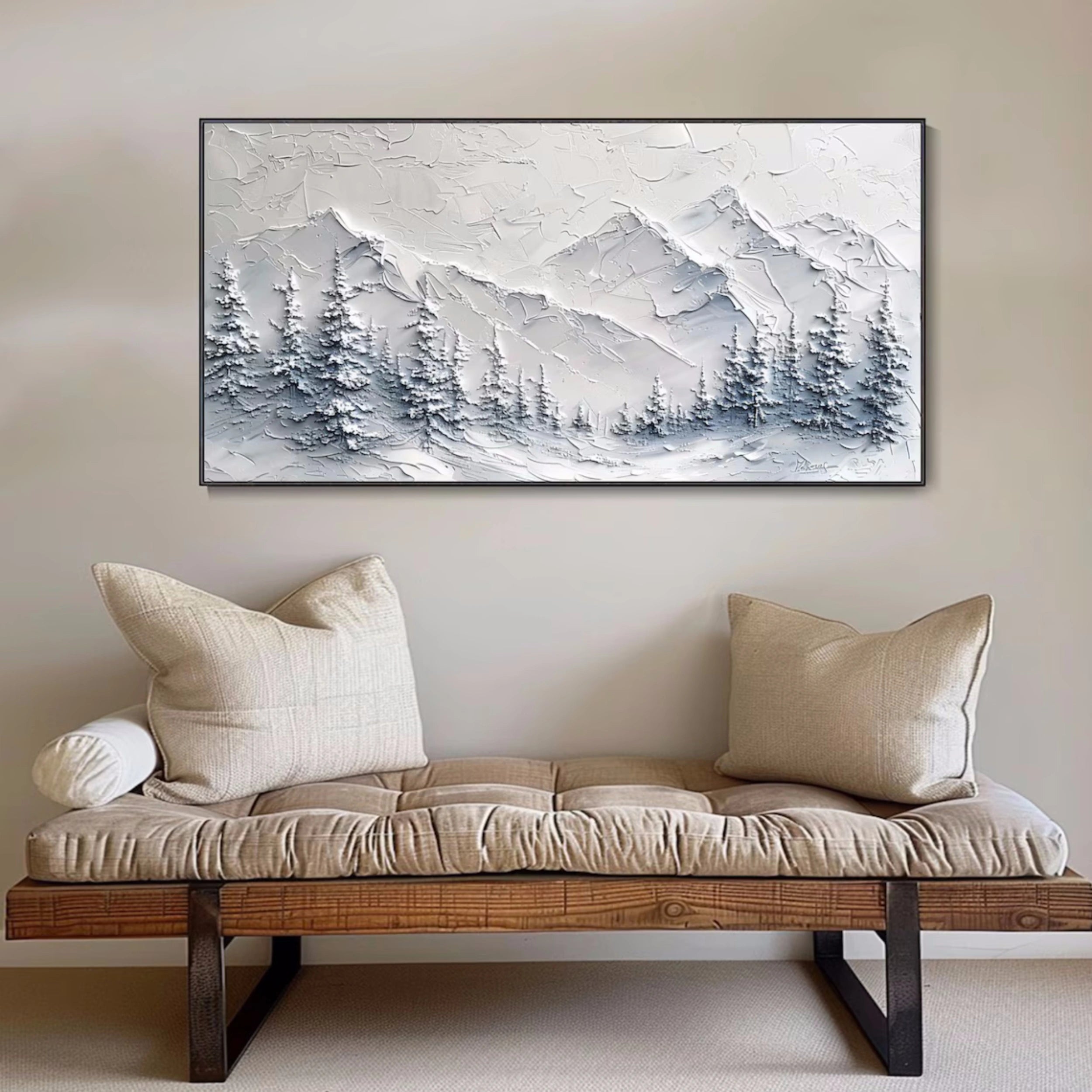 Snow Mountain Landscape Textured Wall Art #MM108