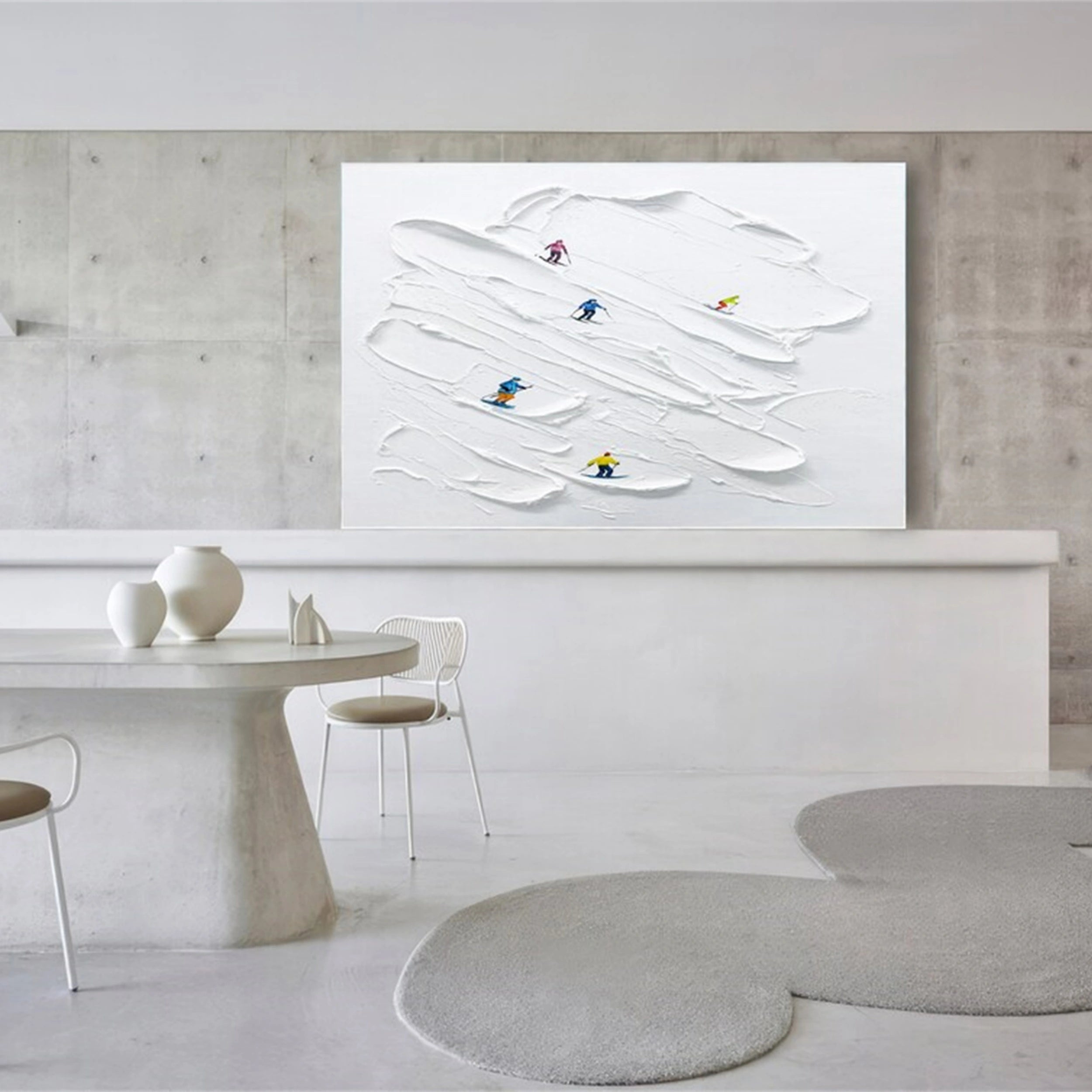 Skiing Sport Art Textured Painting Canvas #MM126