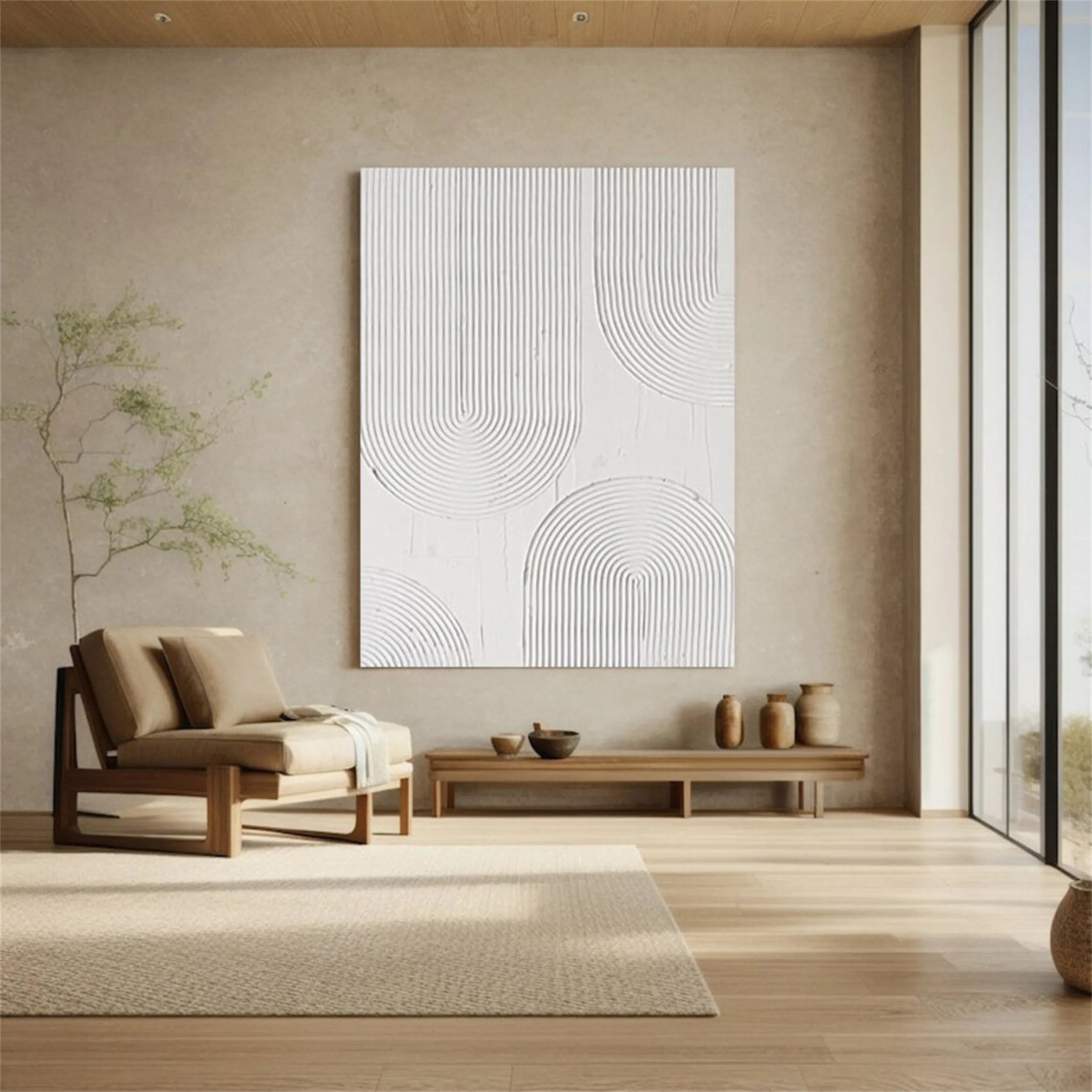 White Minimalist Textured Painting Canvas #MM203