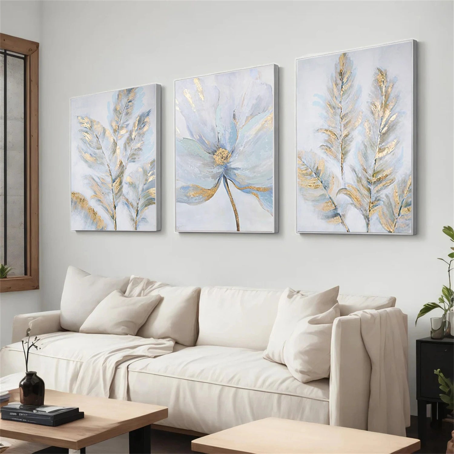 Flower & Tree Abstract Canvas Art Set of 3 #FT 303