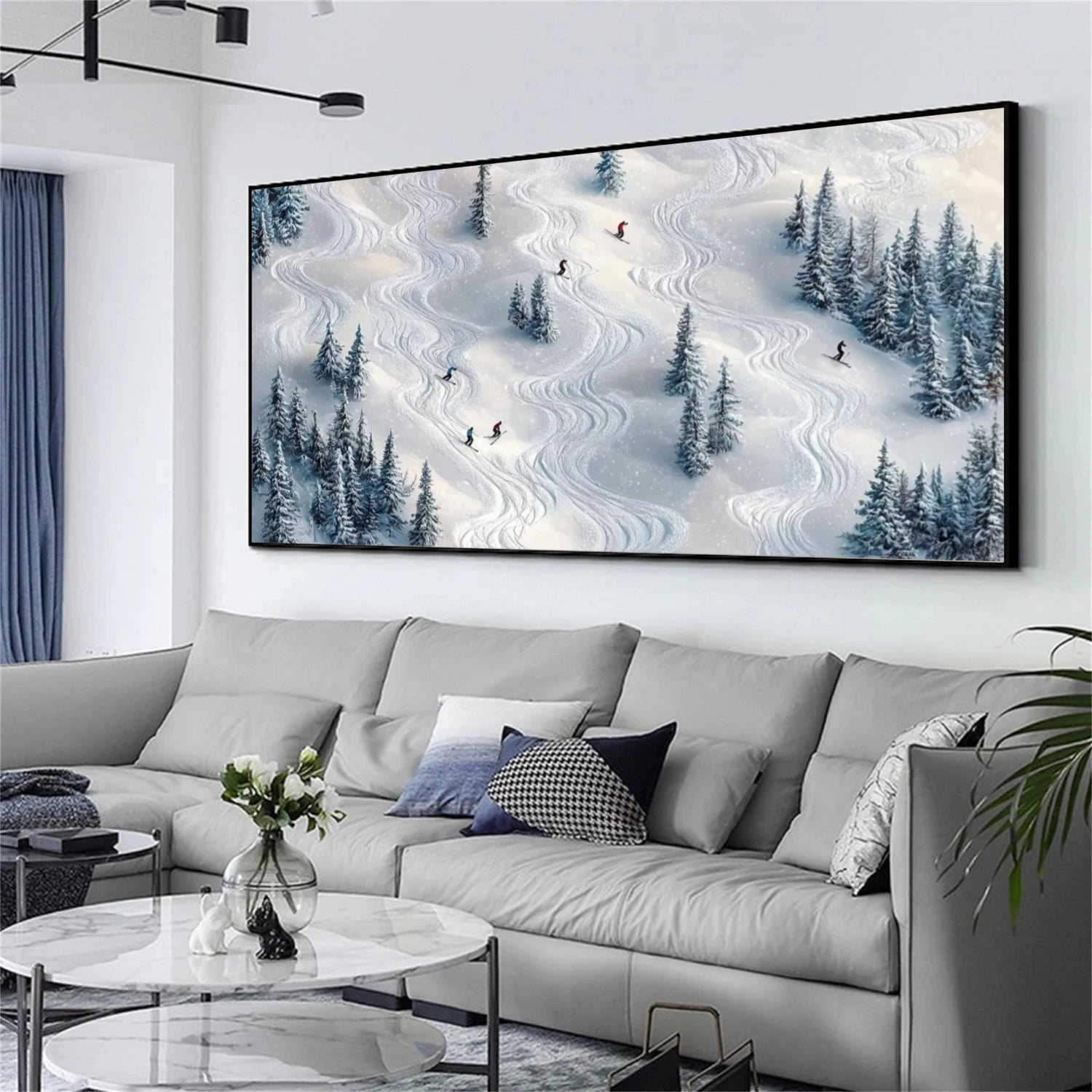 Skiing Sport Art Textured Painting Canvas # SA058