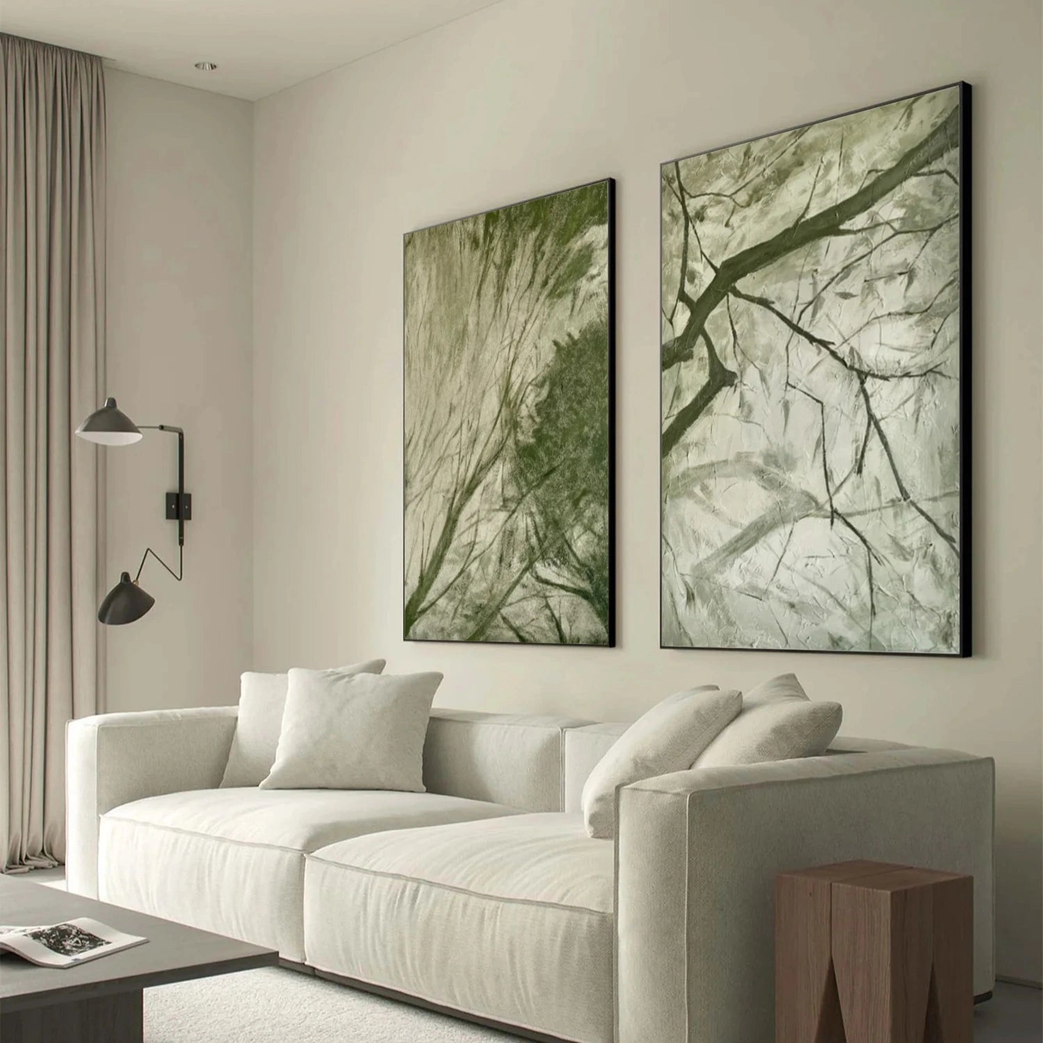 Flower & Tree Abstract Canvas Art Set of 2 #FT 302