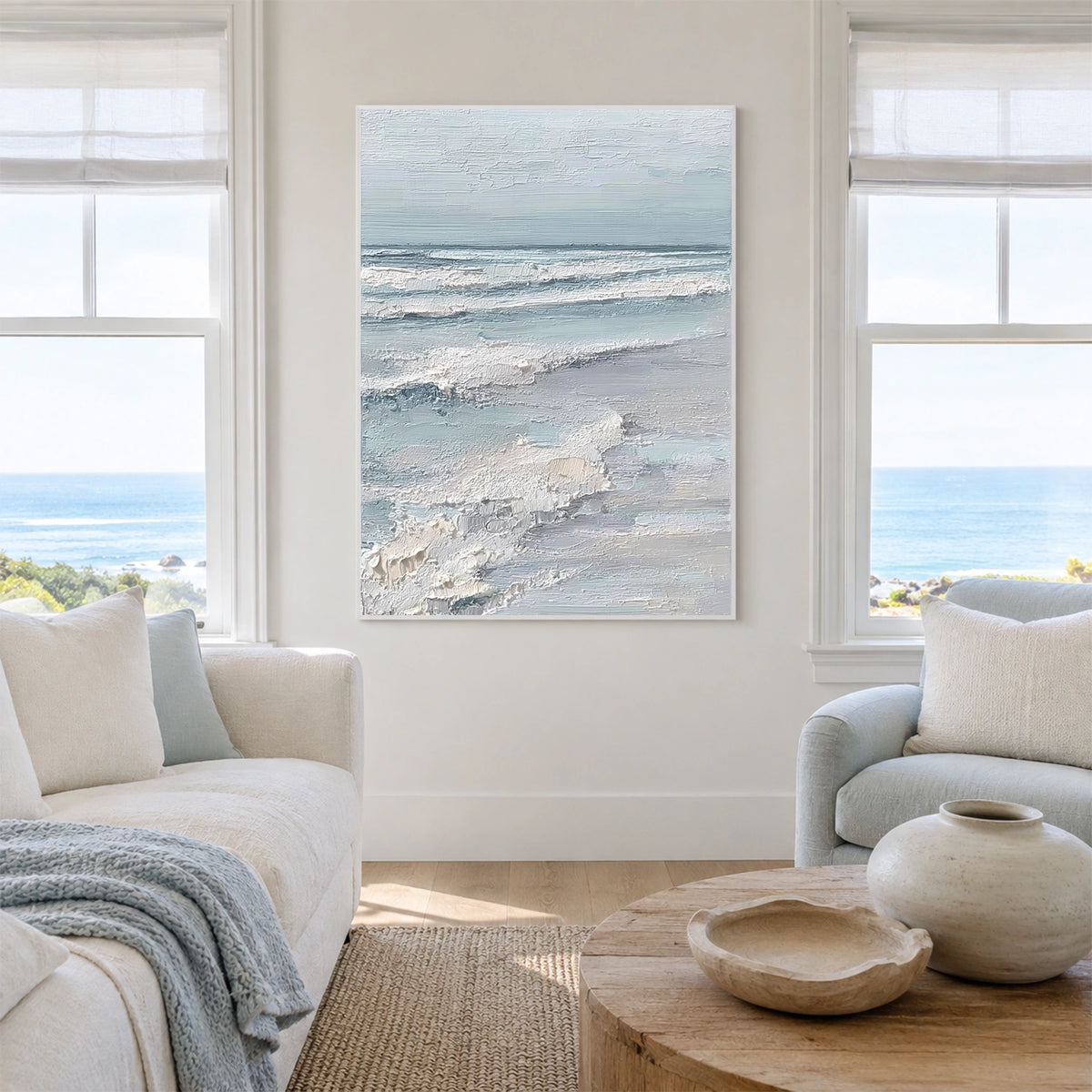 Ocean And Sky Abstract Texture Canvas Art #OS446