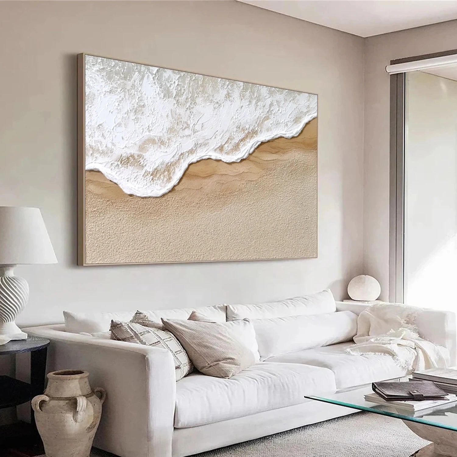 Ocean And Sky Abstract Textured Canvas Art #OS348