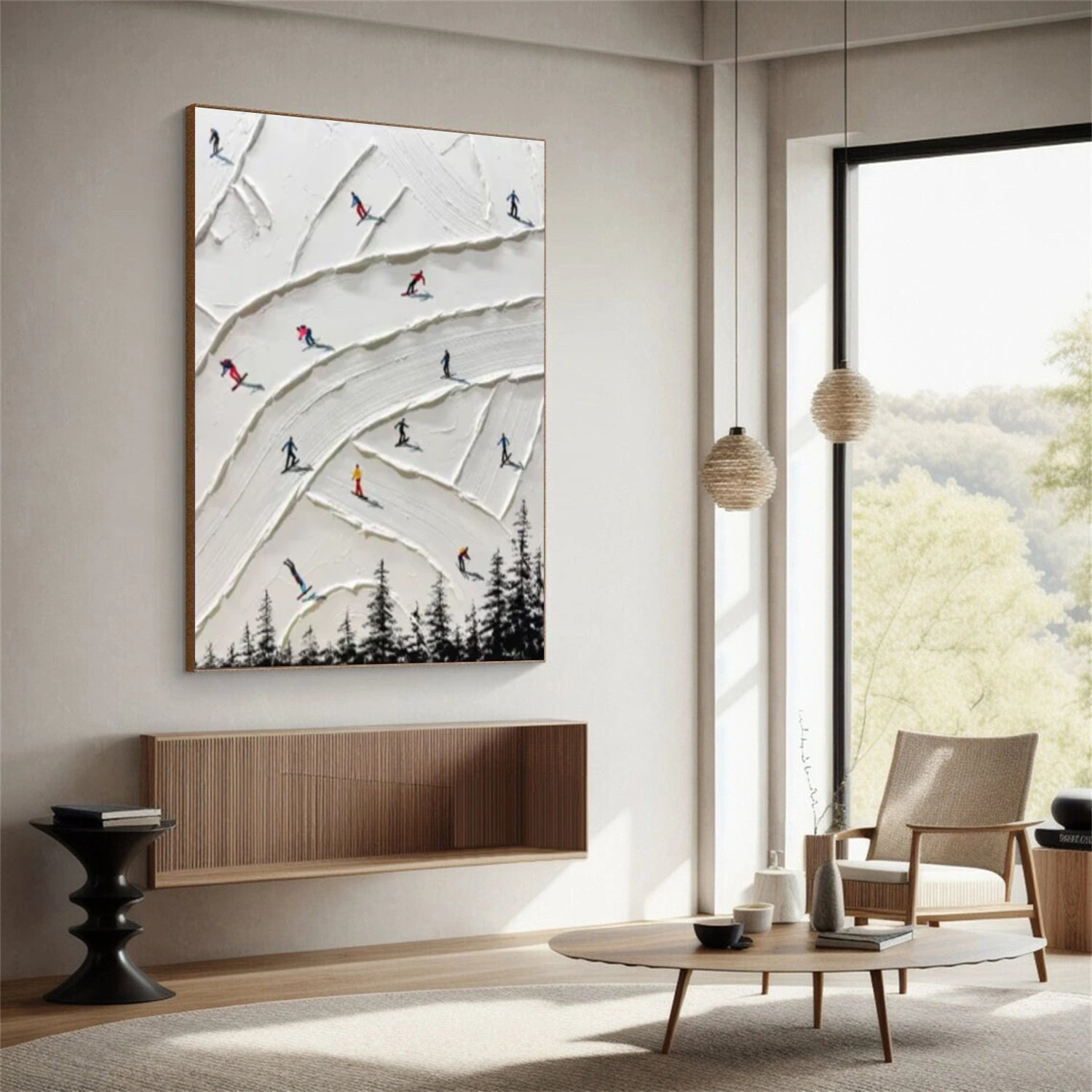 Skiing Sport Art Textured Painting Canvas # SA055