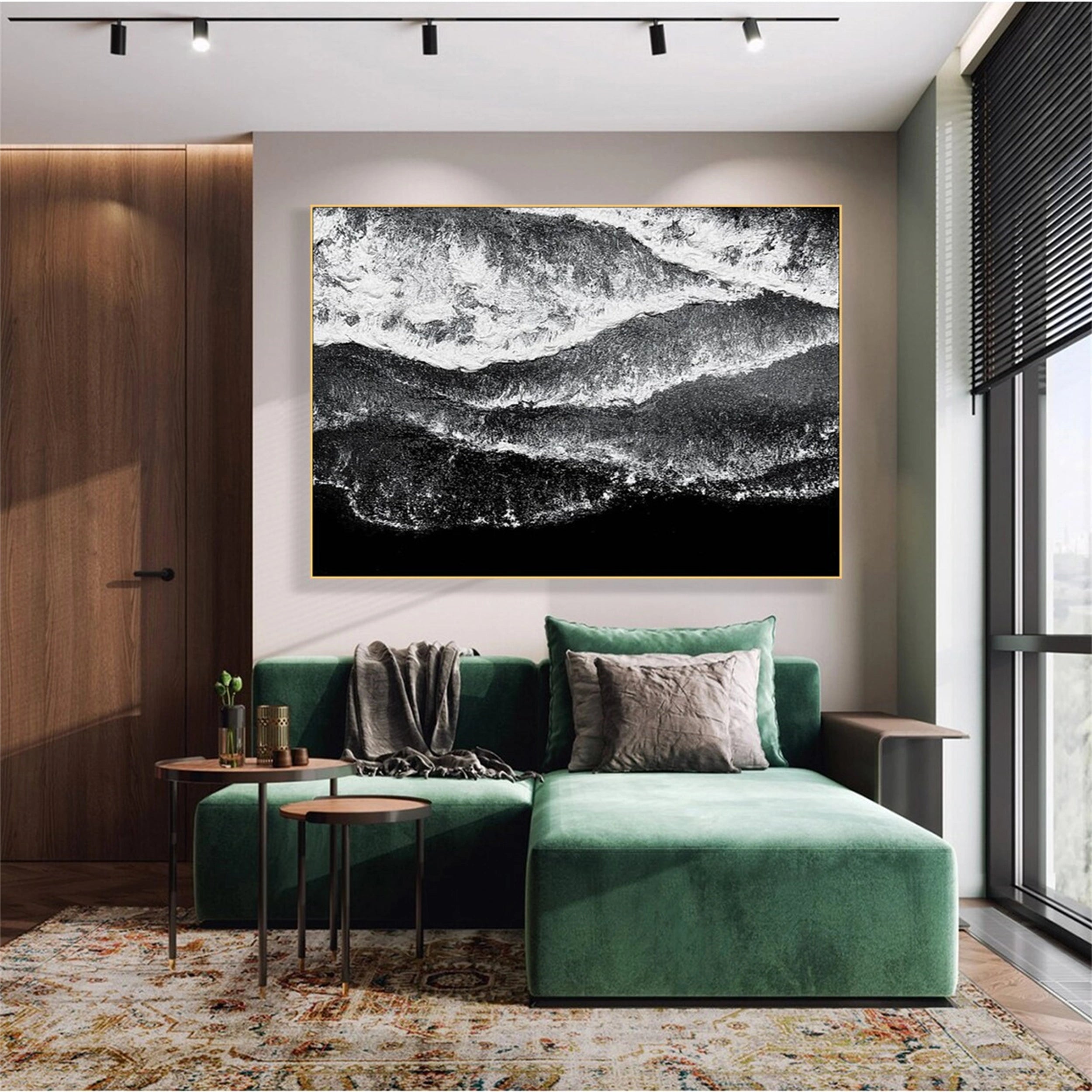 Black White Textured Minimalist Wall Art #MZ055